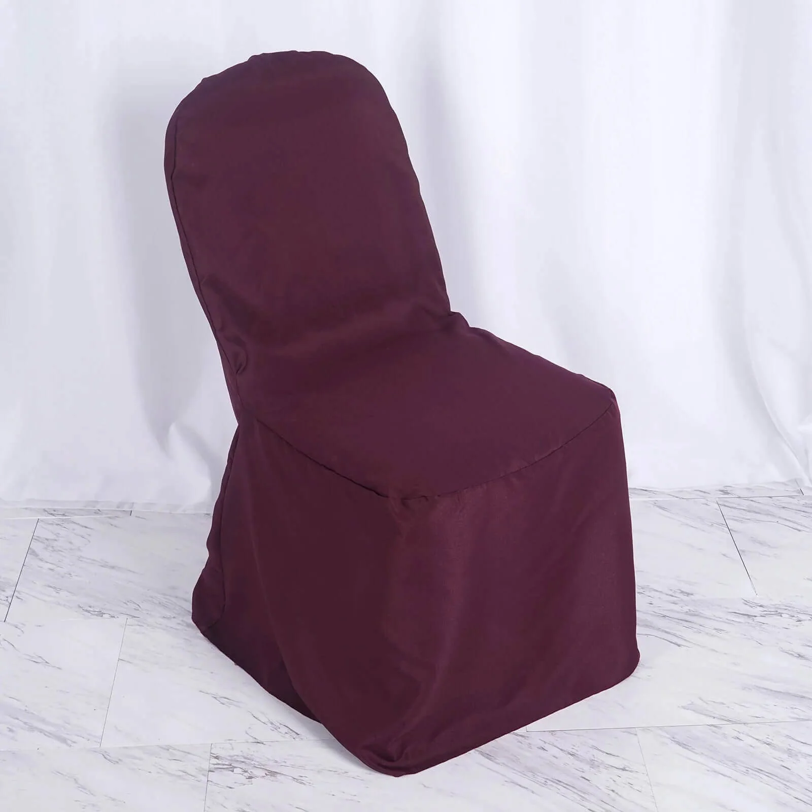 10 Pack Polyester Banquet Chair Covers Burgundy - Reusable Stain-Resistant Slipcovers - Image 2