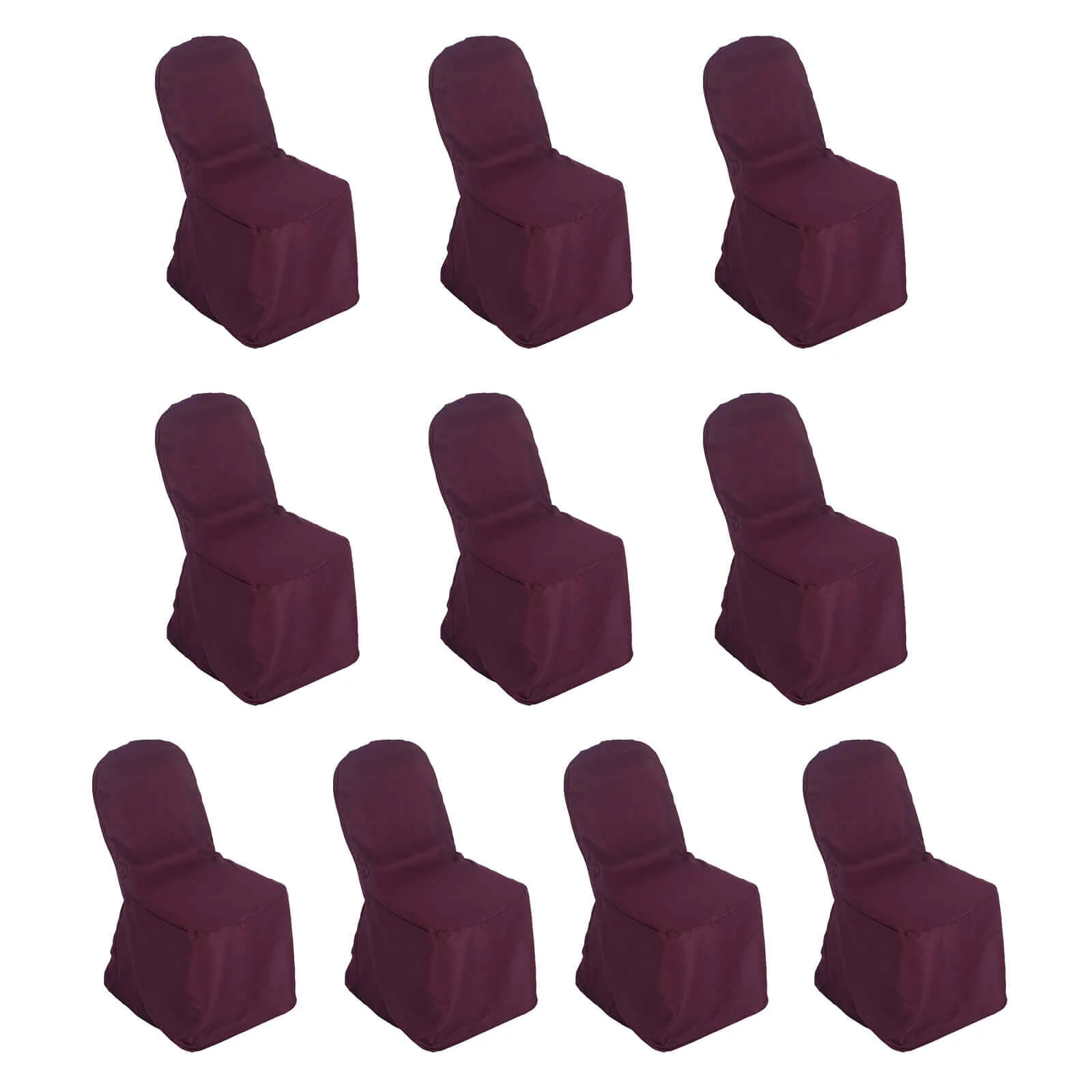 10 Pack Polyester Banquet Chair Covers Burgundy - Reusable Stain-Resistant Slipcovers - Image 3