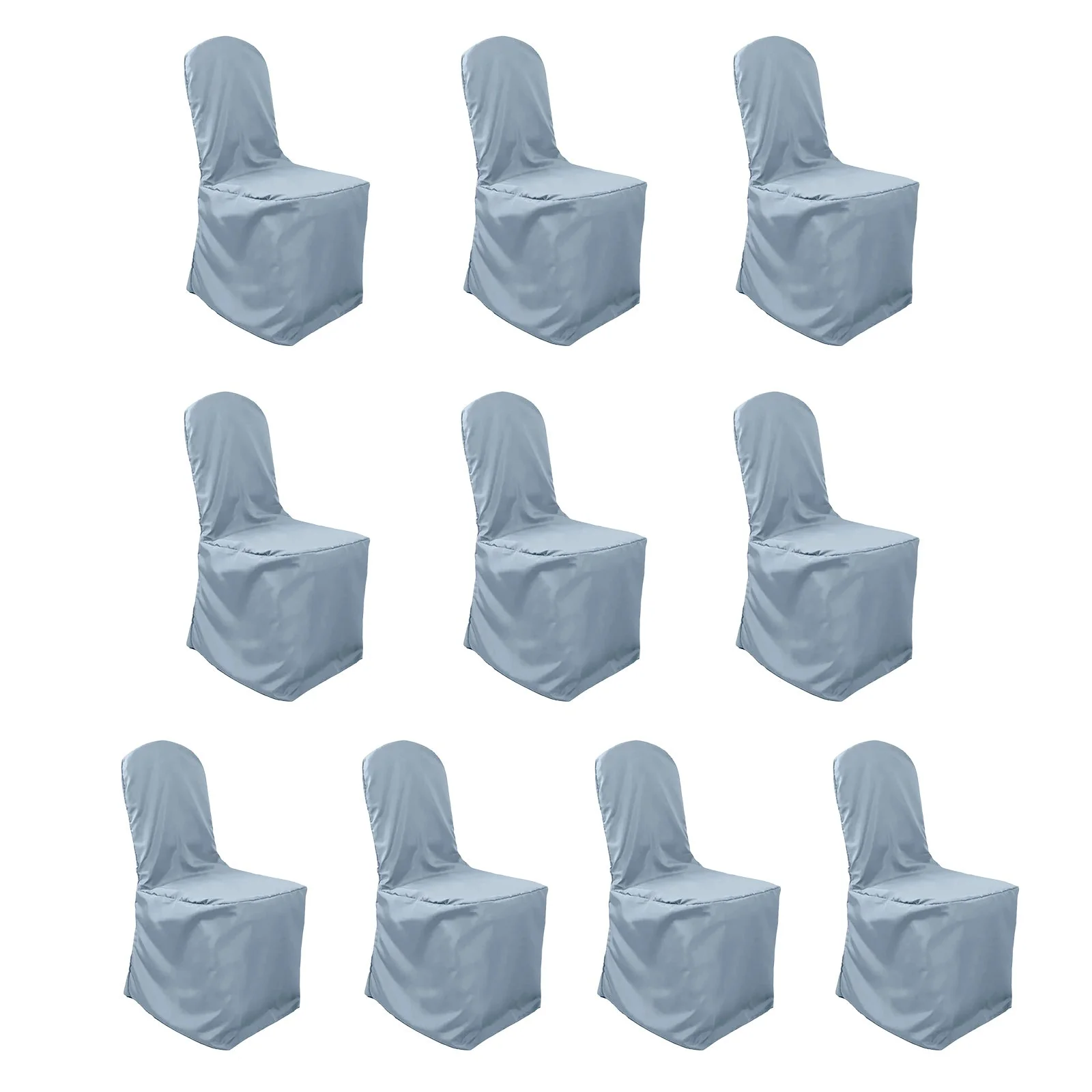 10 Pack Polyester Banquet Chair Covers Dusty Blue - Reusable Stain-Resistant Slipcovers - Image 3
