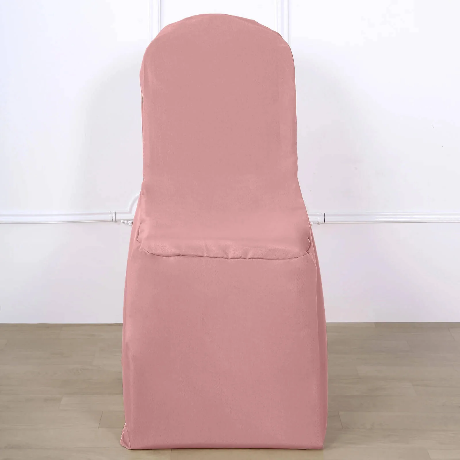 10 Pack Polyester Banquet Chair Covers Dusty Rose - Reusable Stain-Resistant Slipcovers - Image 2