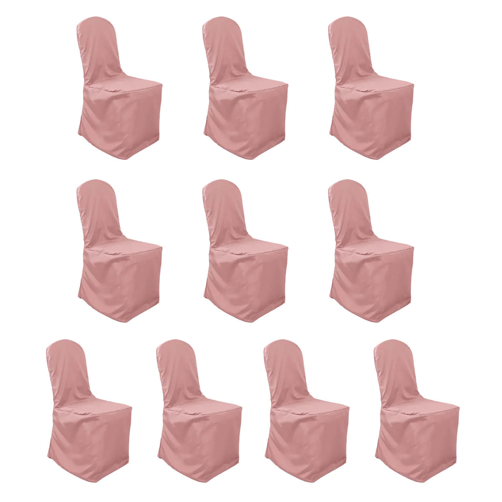 10 Pack Polyester Banquet Chair Covers Dusty Rose - Reusable Stain-Resistant Slipcovers - Image 3