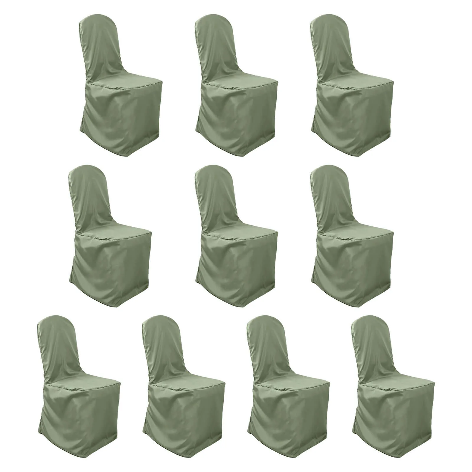 10 Pack Polyester Banquet Chair Covers Dusty Sage Green - Reusable Stain-Resistant Slipcovers - Image 3