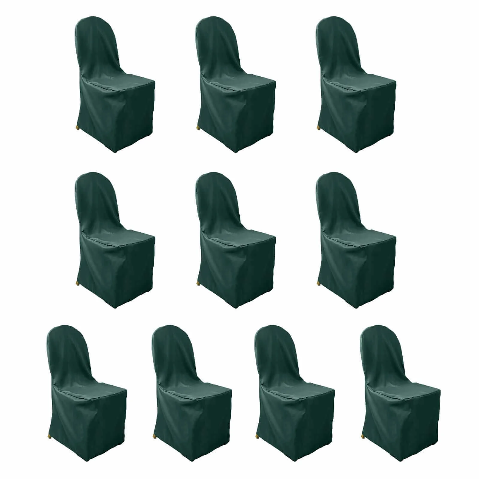 10 Pack Polyester Banquet Chair Covers Hunter Emerald Green - Reusable Stain-Resistant Slipcovers - Image 3