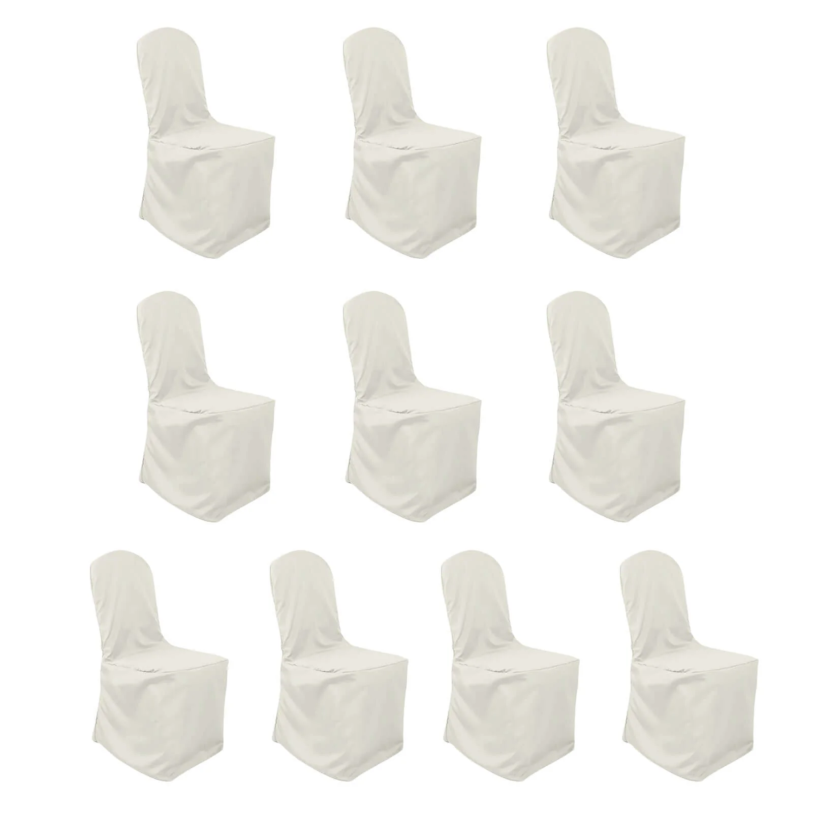 10 Pack Polyester Banquet Chair Covers Ivory - Reusable Stain-Resistant Slipcovers - Image 3