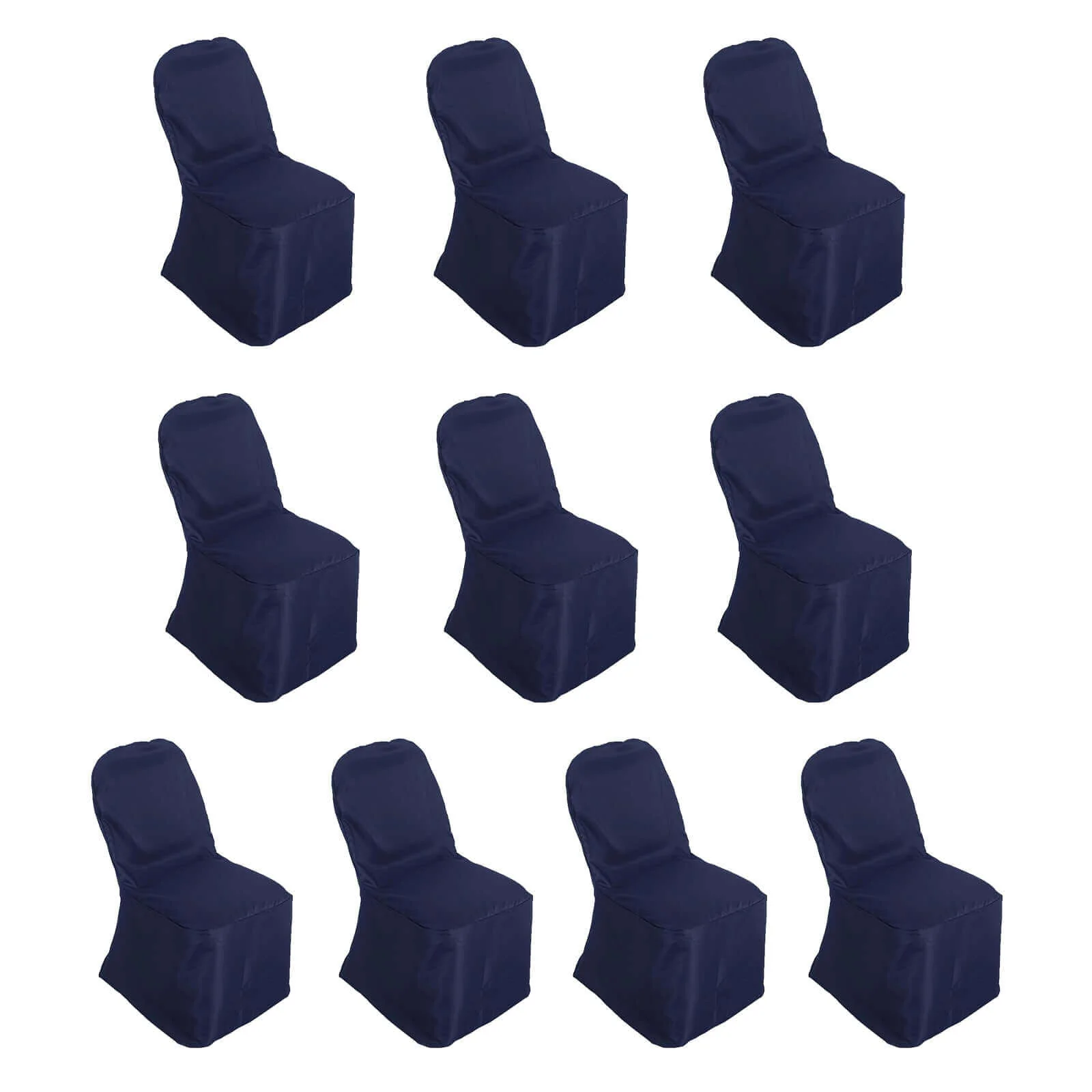 10 Pack Polyester Banquet Chair Covers Navy Blue - Reusable Stain-Resistant Slipcovers - Image 3