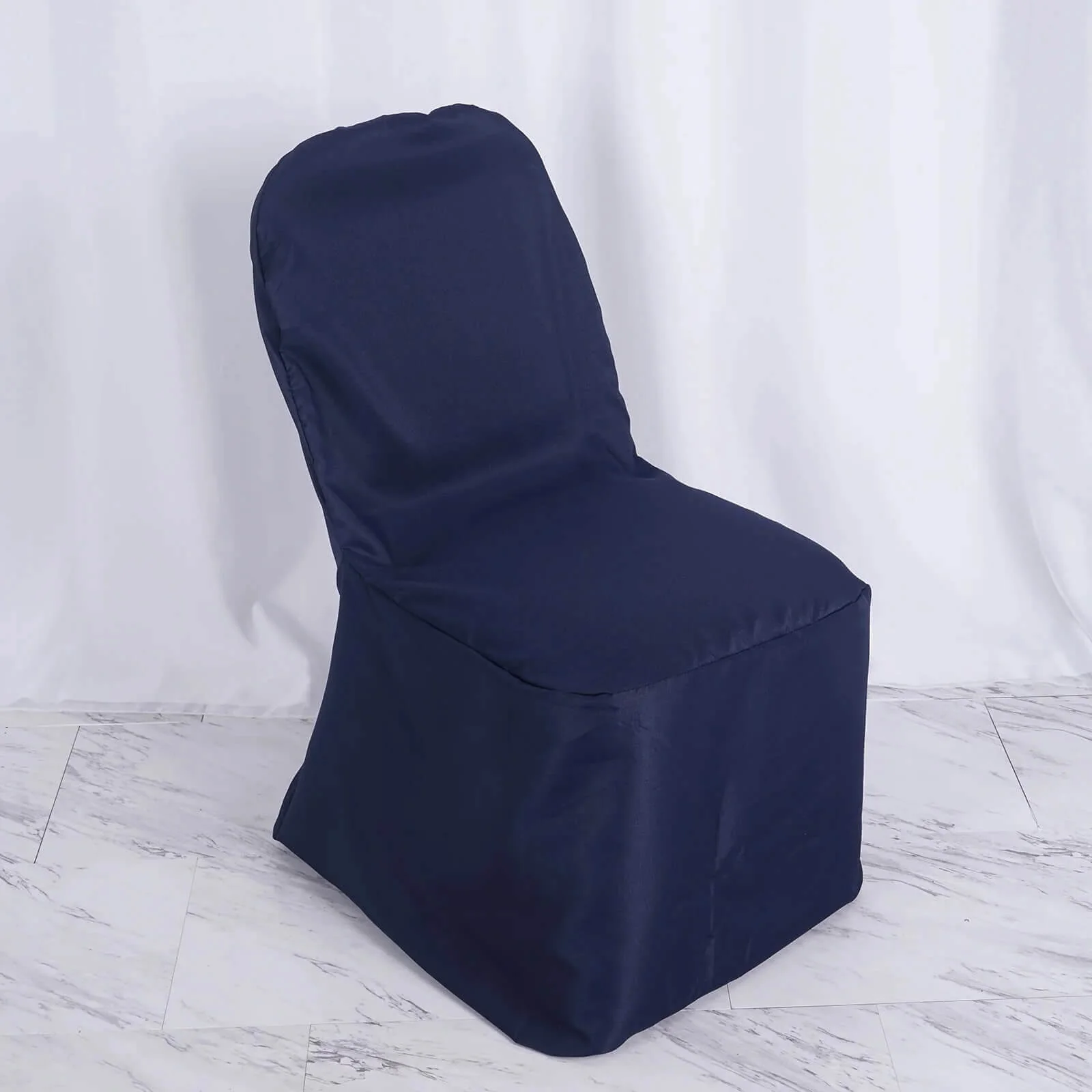 10 Pack Polyester Banquet Chair Covers Navy Blue - Reusable Stain-Resistant Slipcovers - Image 6