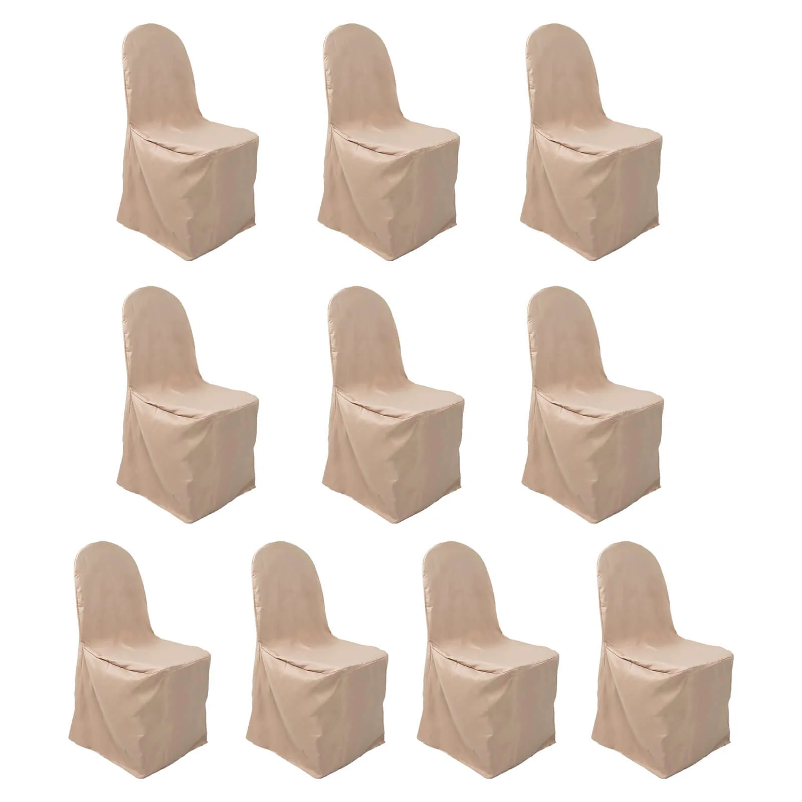 10 Pack Polyester Banquet Chair Covers Nude - Reusable Stain-Resistant Slipcovers - Image 3