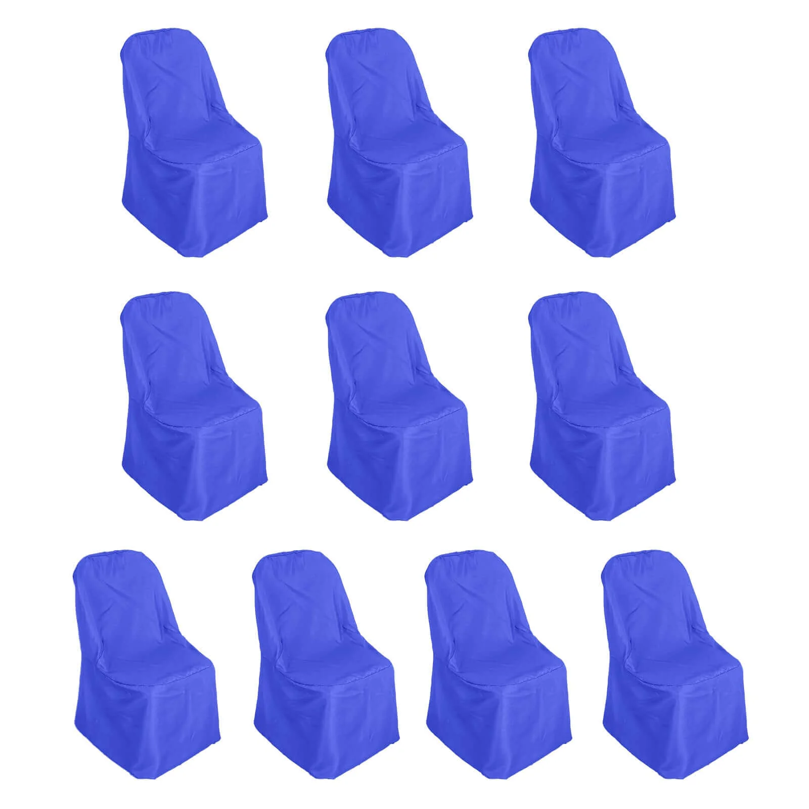 10 Pack Polyester Banquet Chair Covers Royal Blue - Reusable Stain-Resistant Slipcovers - Image 3