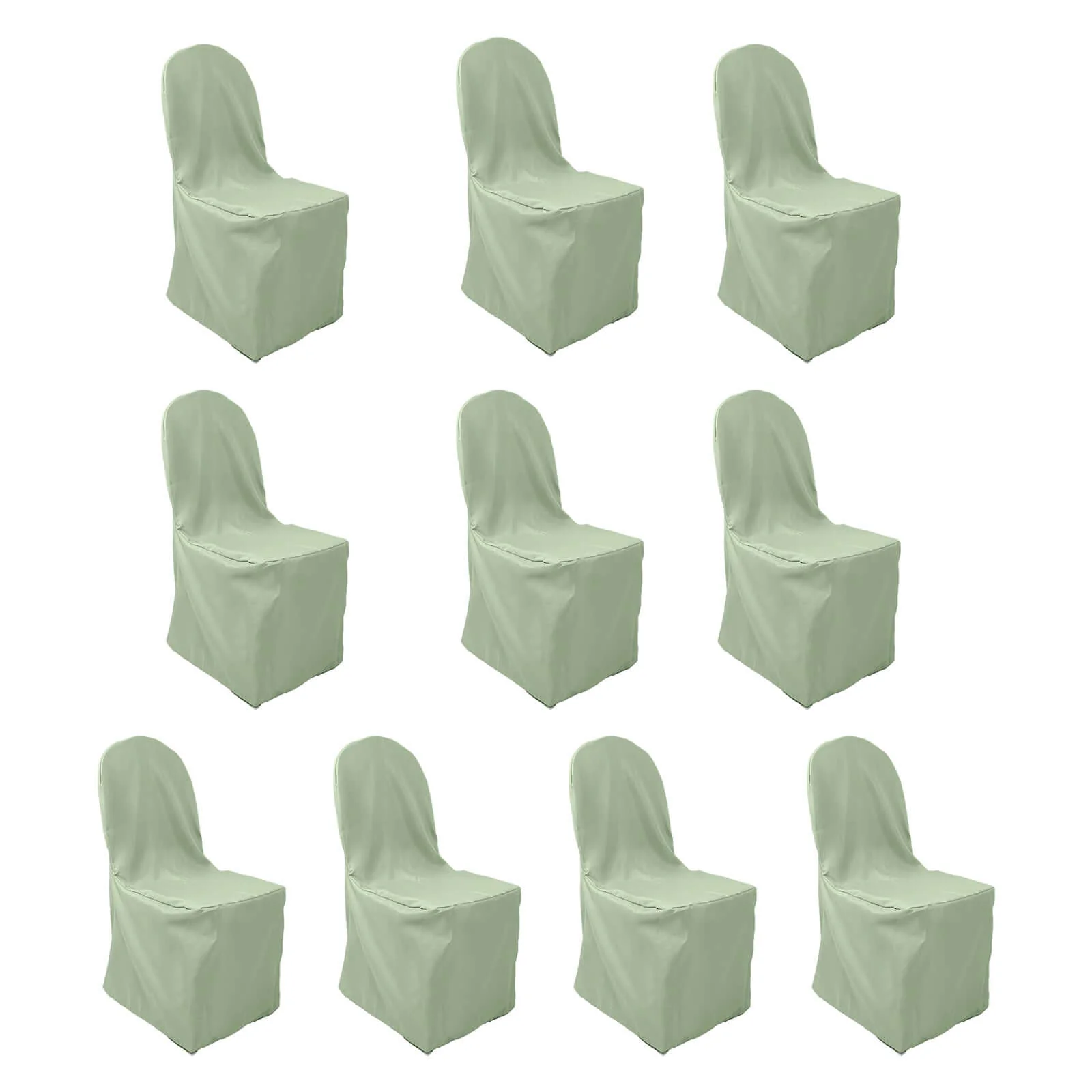 10 Pack Polyester Banquet Chair Covers Sage Green - Reusable Stain-Resistant Slipcovers - Image 3