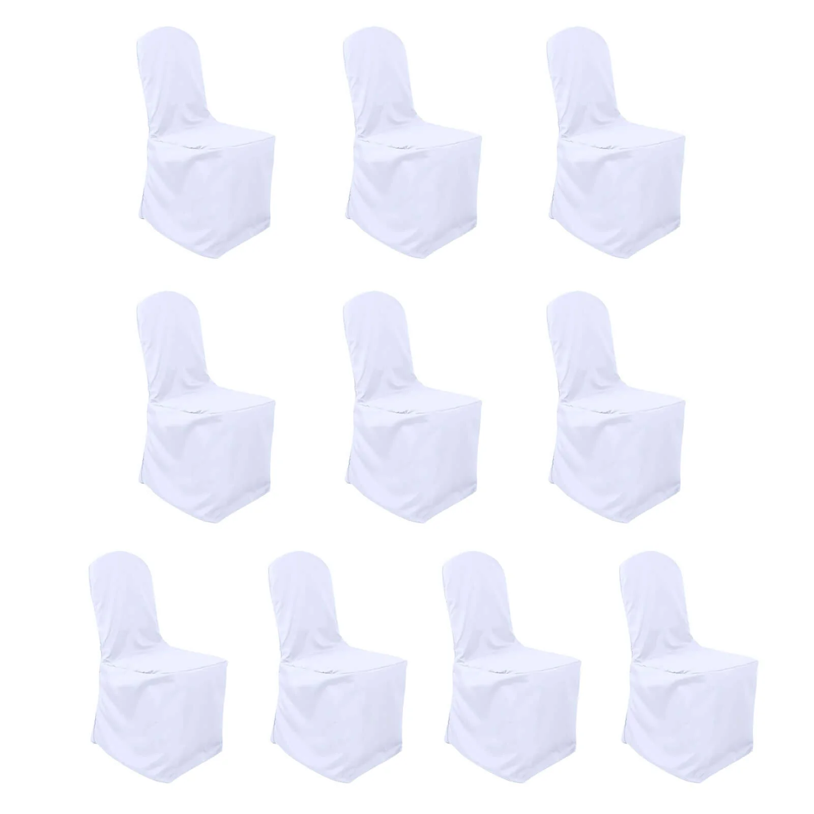 10 Pack Polyester Banquet Chair Covers White - Reusable Stain-Resistant Slip-On Design - Image 3