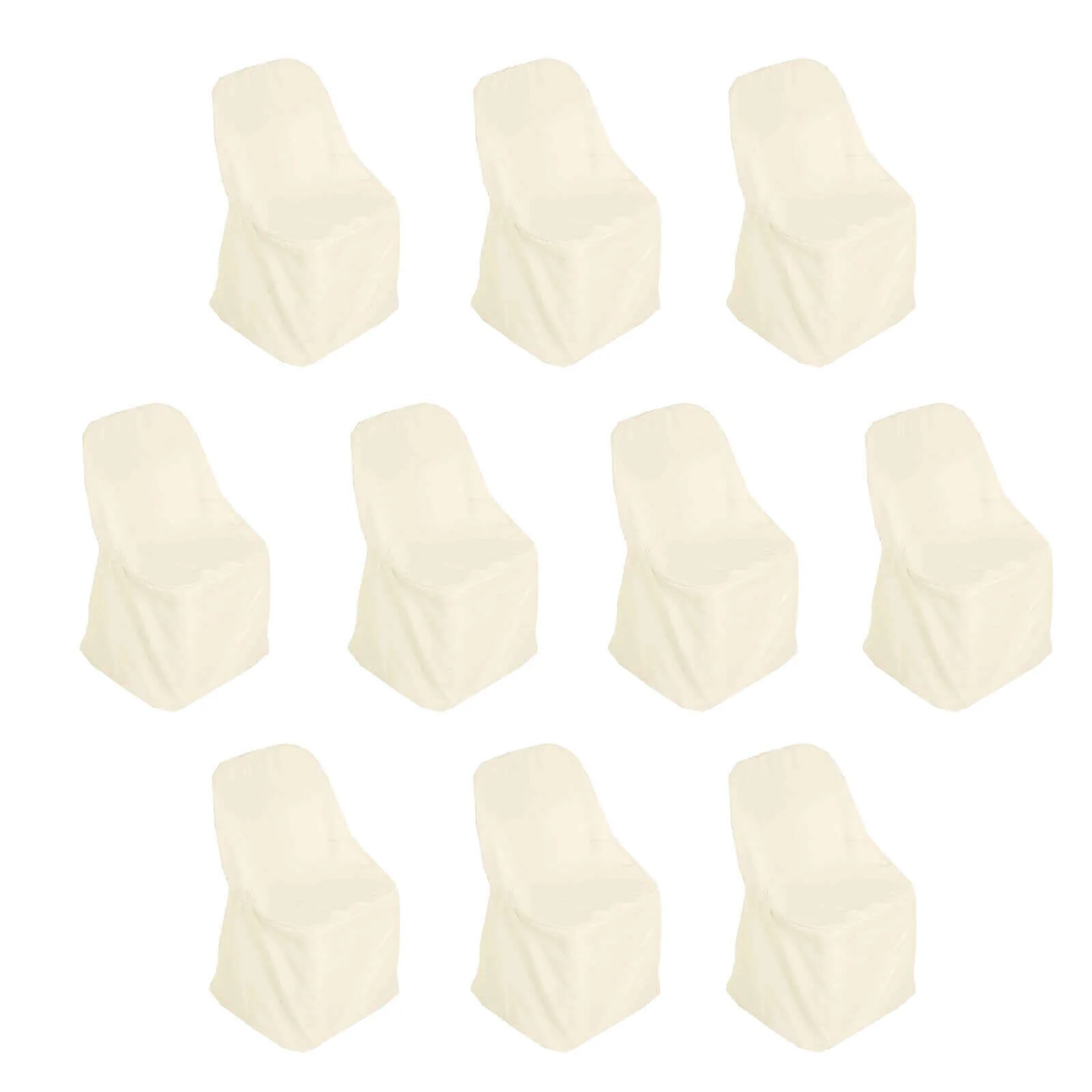10 Pack Polyester Folding Chair Covers Beige - Reusable Stain-Resistant Slipcovers
