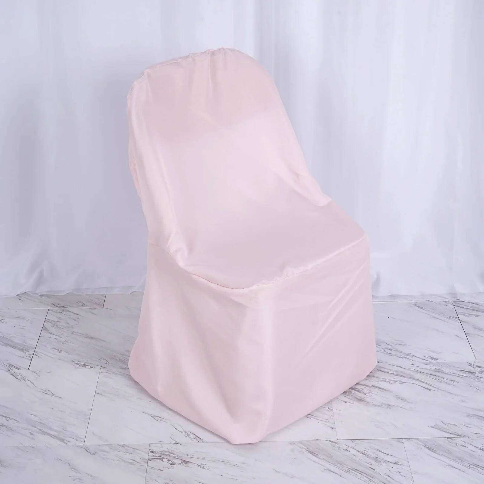 10 Pack Polyester Folding Chair Covers Blush - Reusable Stain-Resistant Slipcovers - Image 2