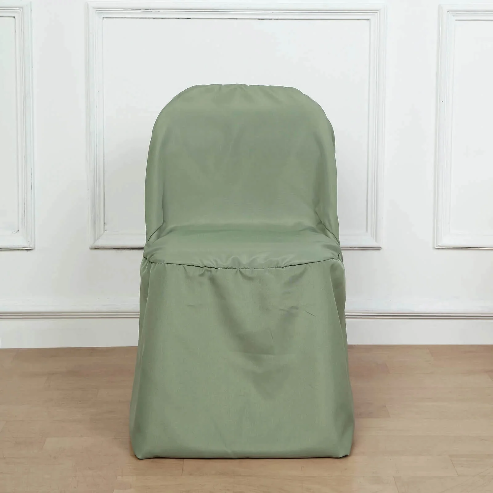 10 Pack Polyester Folding Chair Covers Dusty Sage Green - Reusable Stain-Resistant Slipcovers - Image 2