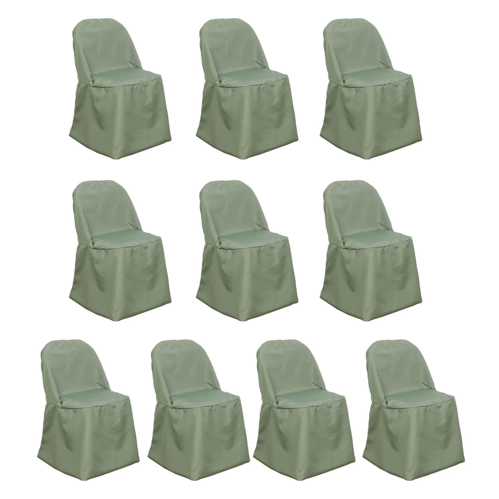 10 Pack Polyester Folding Chair Covers Dusty Sage Green - Reusable Stain-Resistant Slipcovers - Image 3