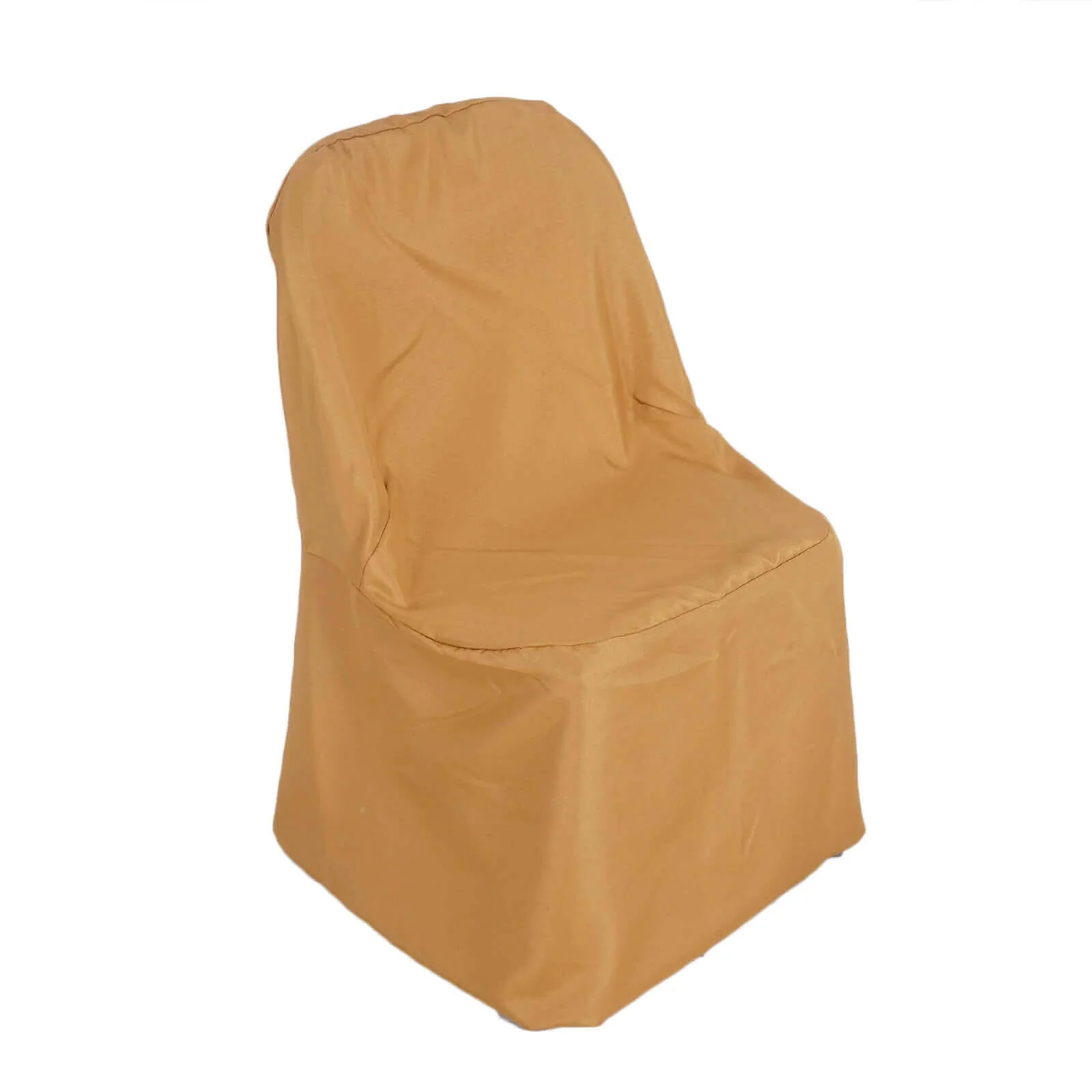 10 Pack Polyester Folding Chair Covers Gold - Reusable Stain-Resistant Slip-On Covers for Weddings & Parties - Image 7