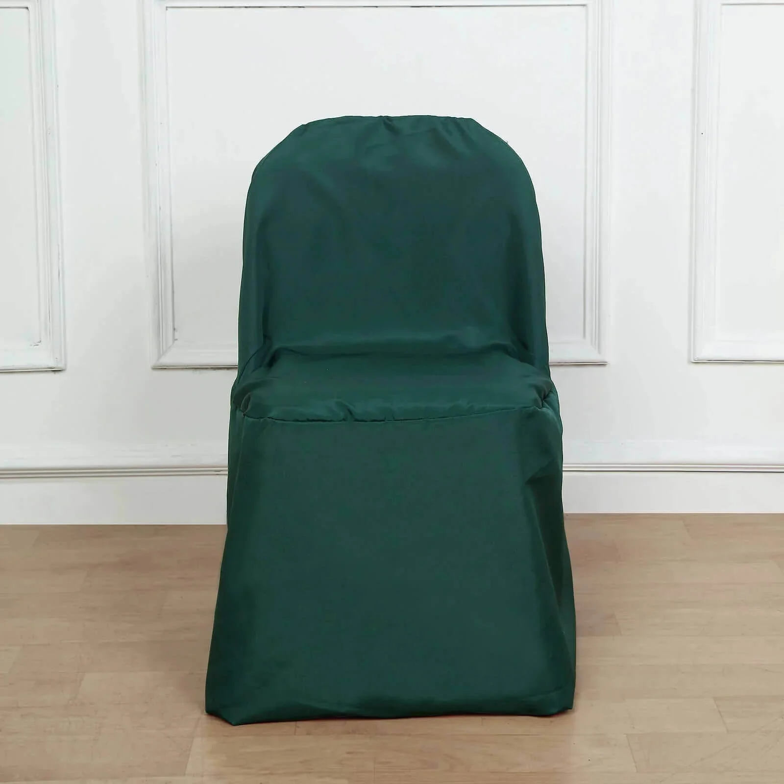 10 Pack Polyester Folding Chair Covers Hunter Emerald Green - Reusable Stain-Resistant Slipcovers - Image 2