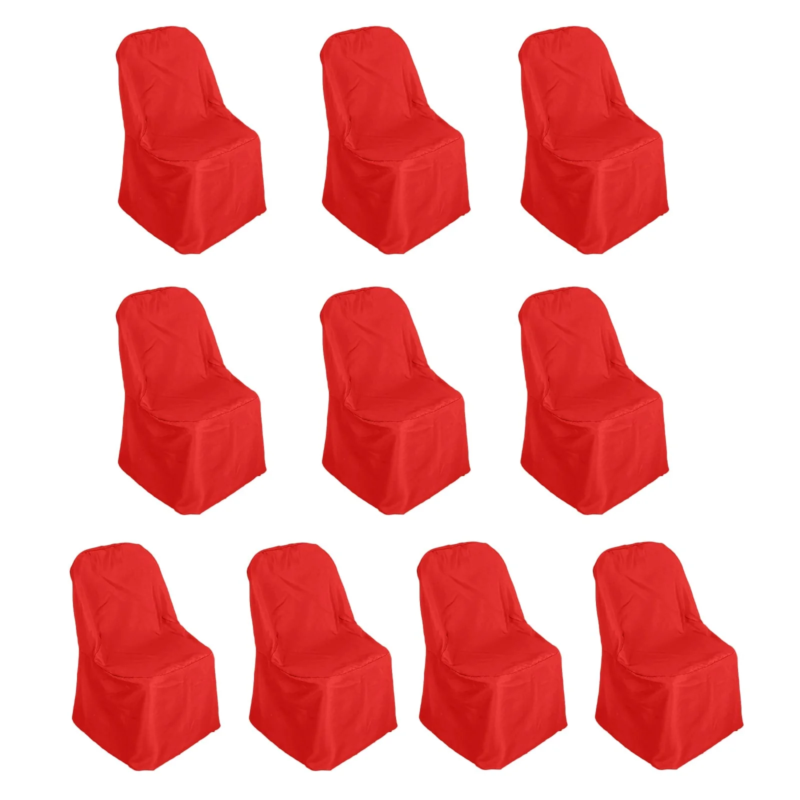 10 Pack Polyester Folding Chair Covers Red - Reusable Stain-Resistant Slipcovers - Image 3