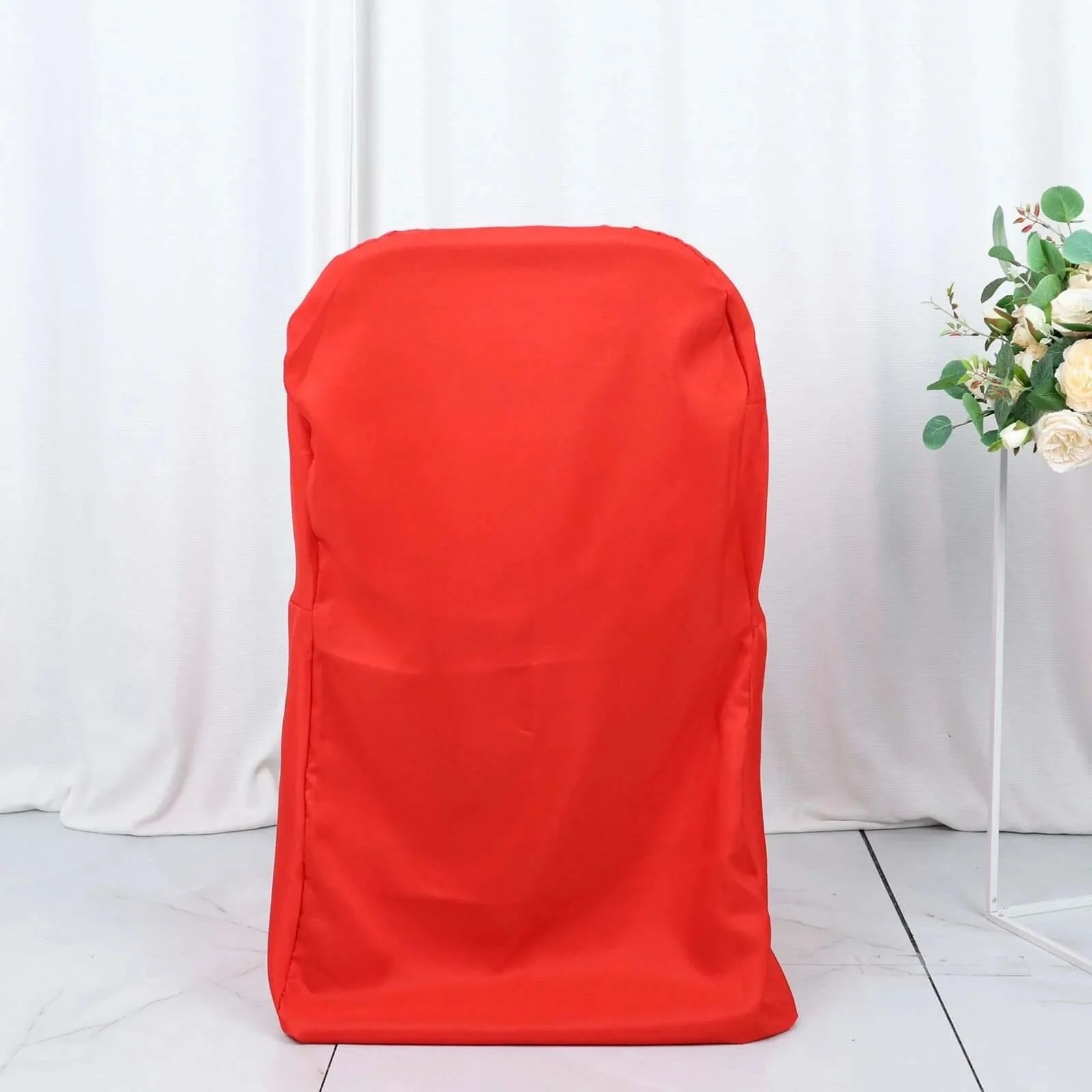 10 Pack Polyester Folding Chair Covers Red - Reusable Stain-Resistant Slipcovers - Image 6