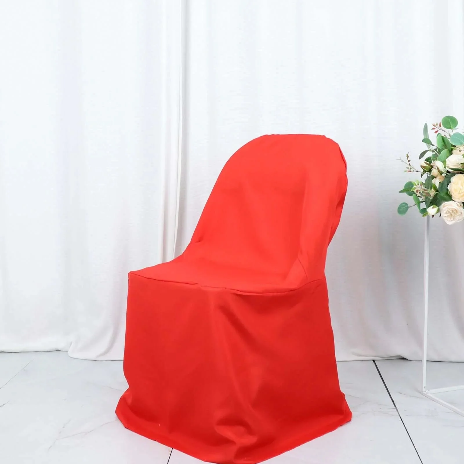 10 Pack Polyester Folding Chair Covers Red - Reusable Stain-Resistant Slipcovers - Image 7