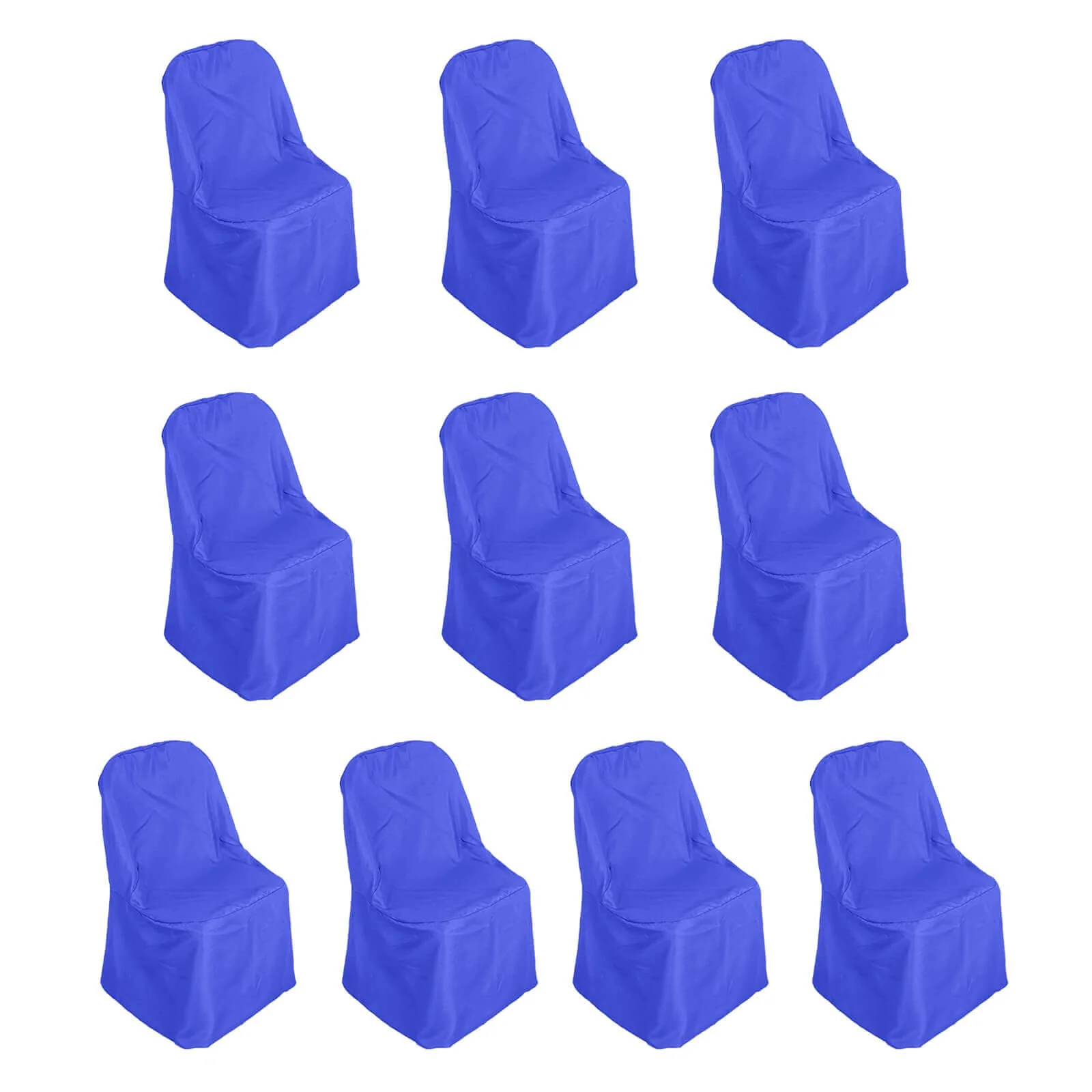10 Pack Polyester Folding Chair Covers Royal Blue - Reusable Stain-Resistant Slipcovers - Image 3