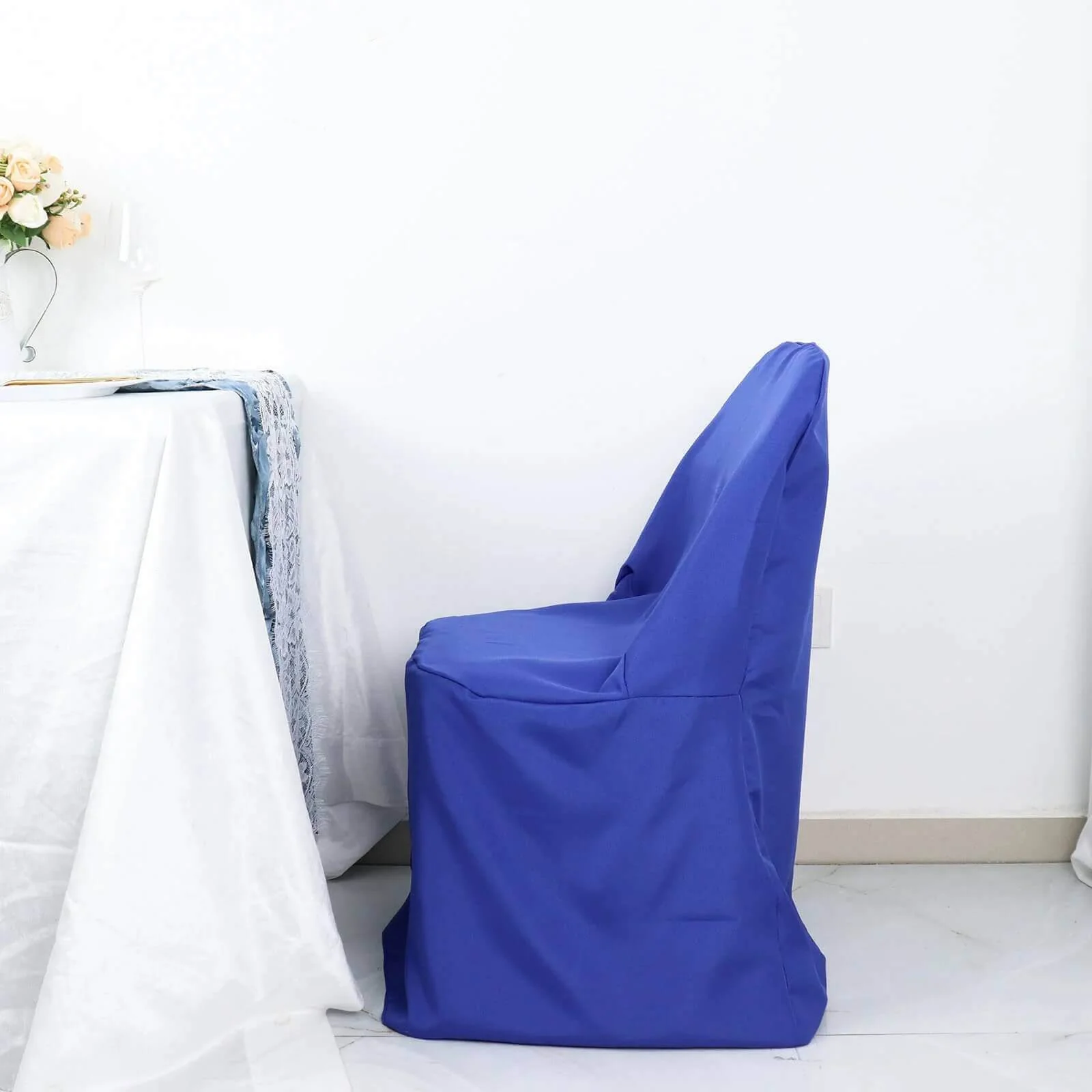 10 Pack Polyester Folding Chair Covers Royal Blue - Reusable Stain-Resistant Slipcovers - Image 8