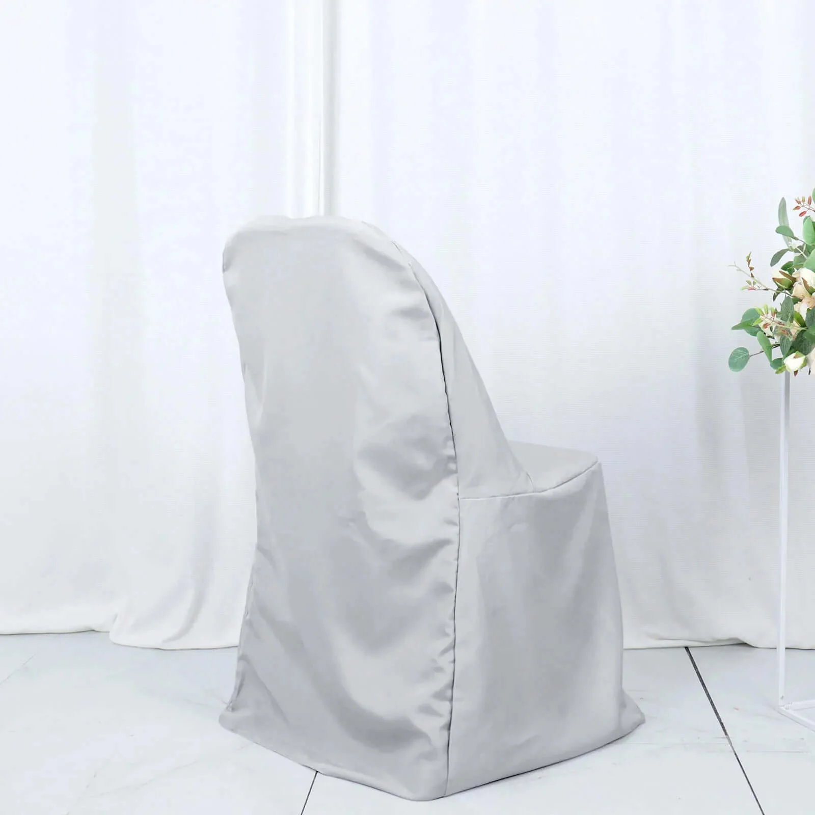 10 Pack Polyester Folding Chair Covers Silver - Reusable Stain-Resistant Slipcovers - Image 15