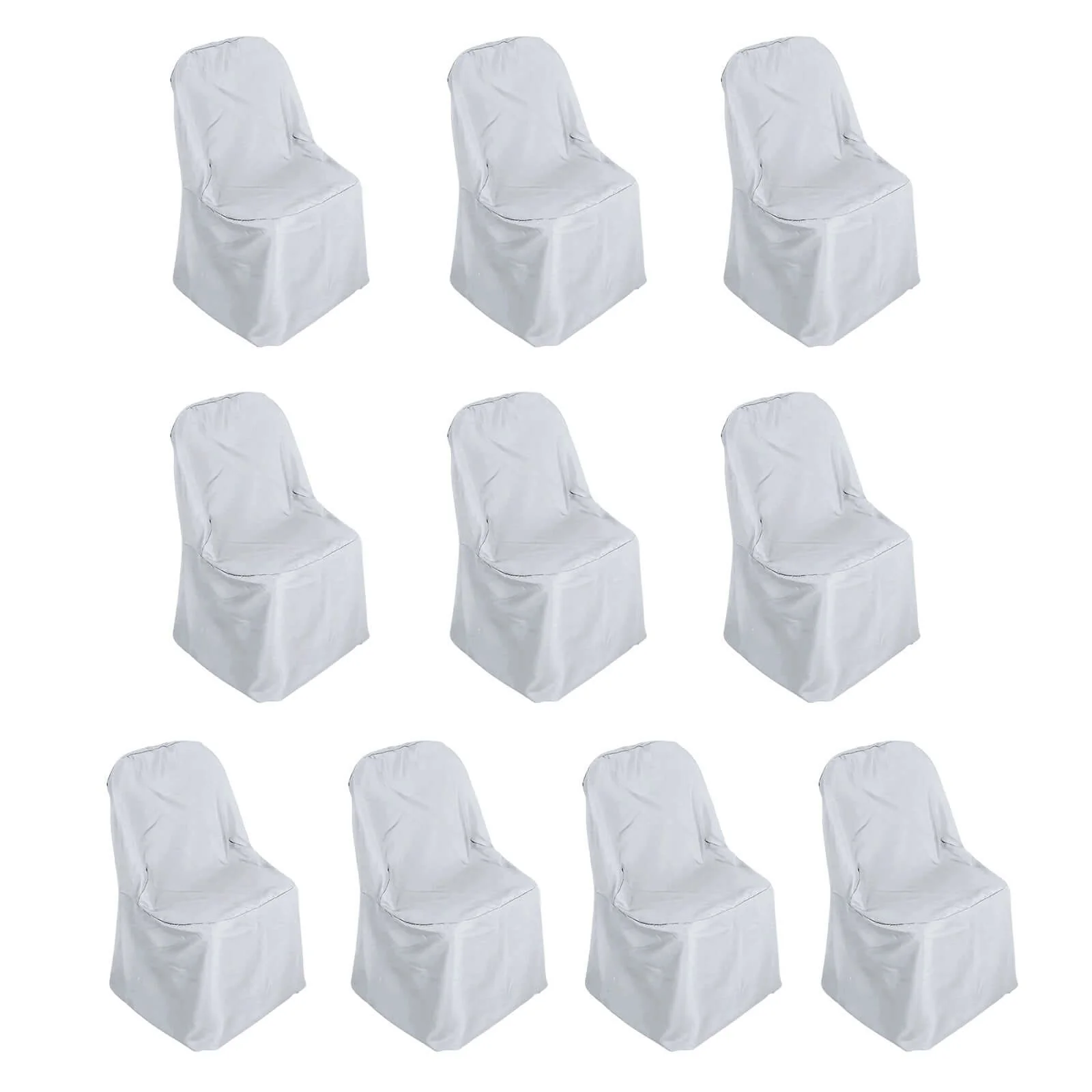 10 Pack Polyester Folding Chair Covers Silver - Reusable Stain-Resistant Slipcovers - Image 3