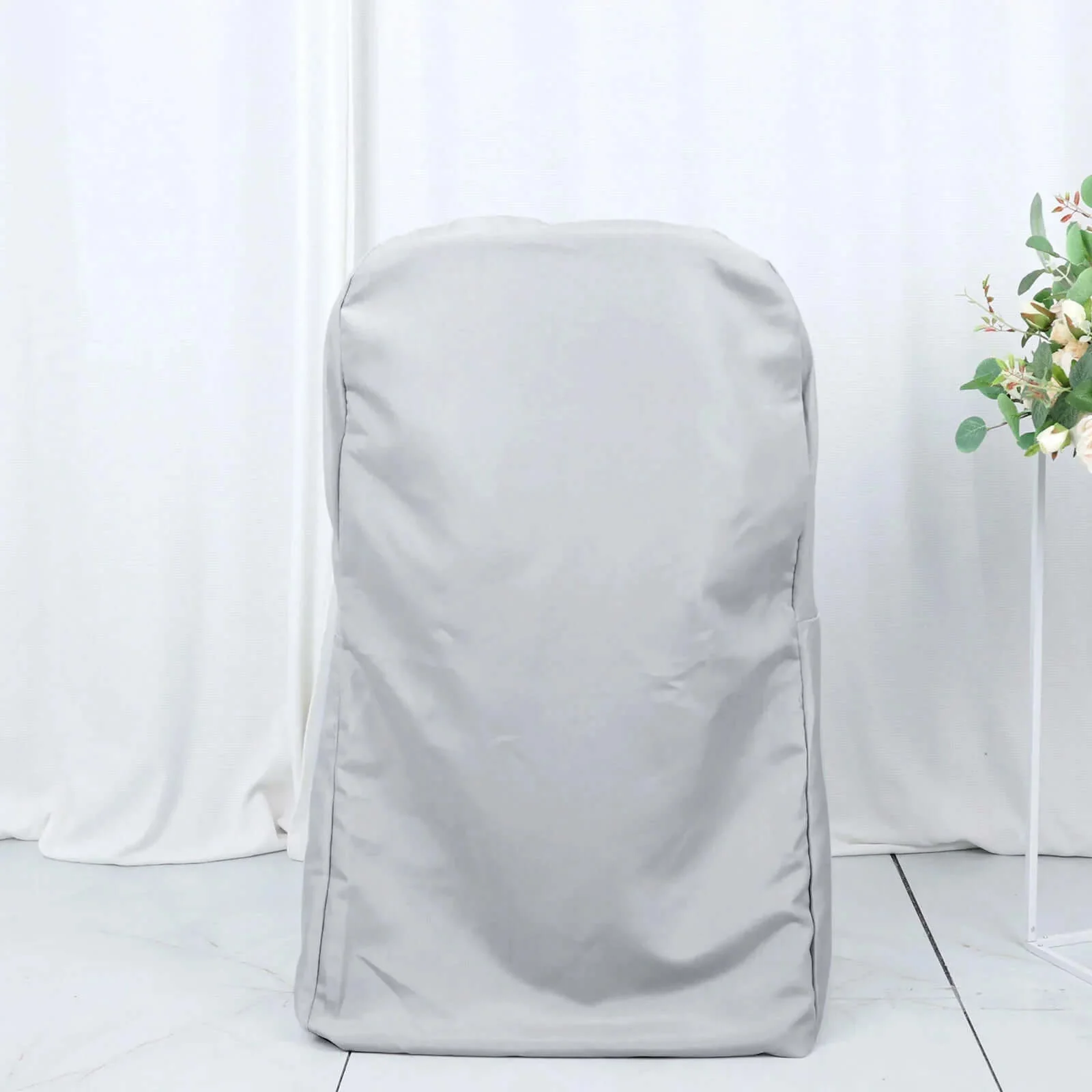 10 Pack Polyester Folding Chair Covers Silver - Reusable Stain-Resistant Slipcovers - Image 6