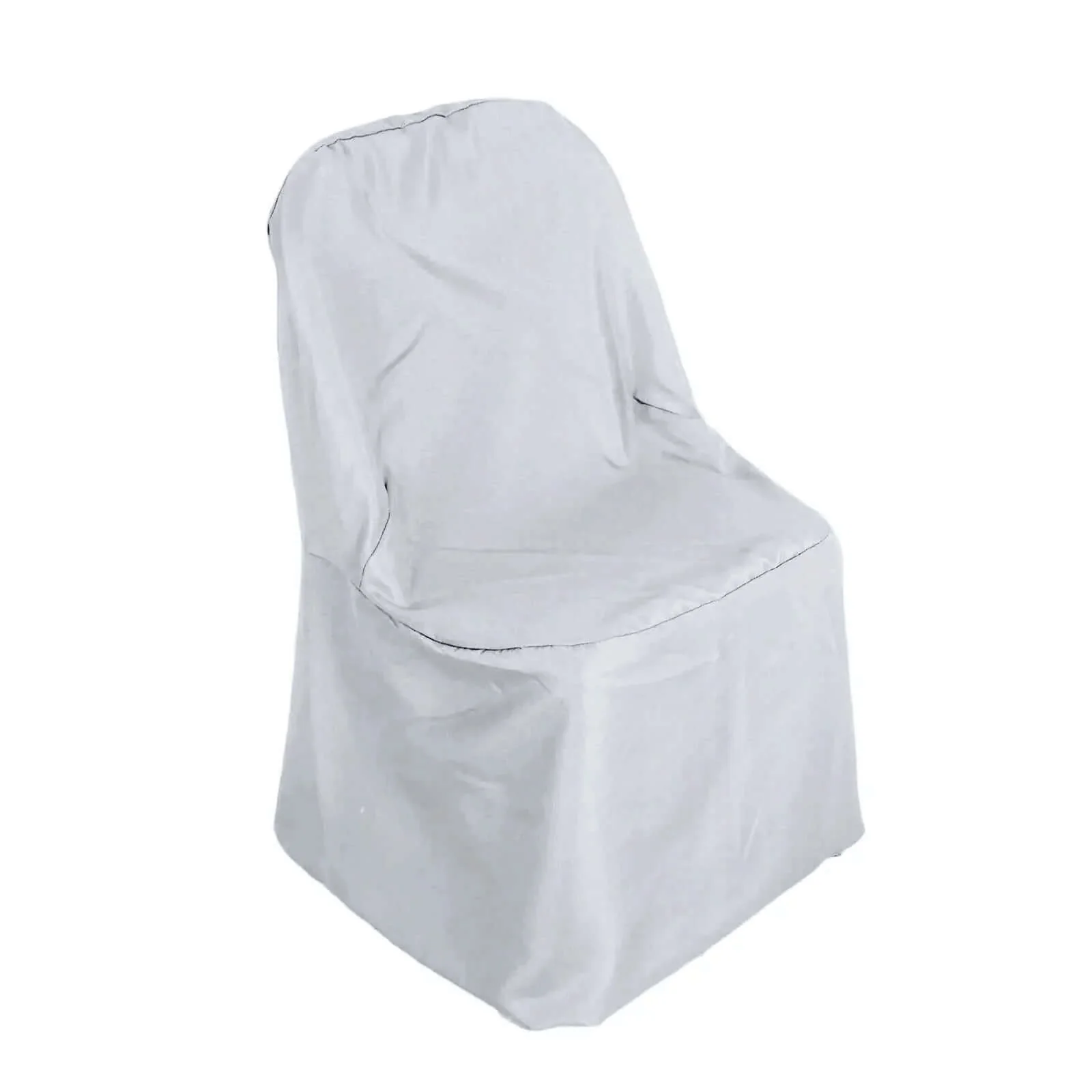 10 Pack Polyester Folding Chair Covers Silver - Reusable Stain-Resistant Slipcovers - Image 9