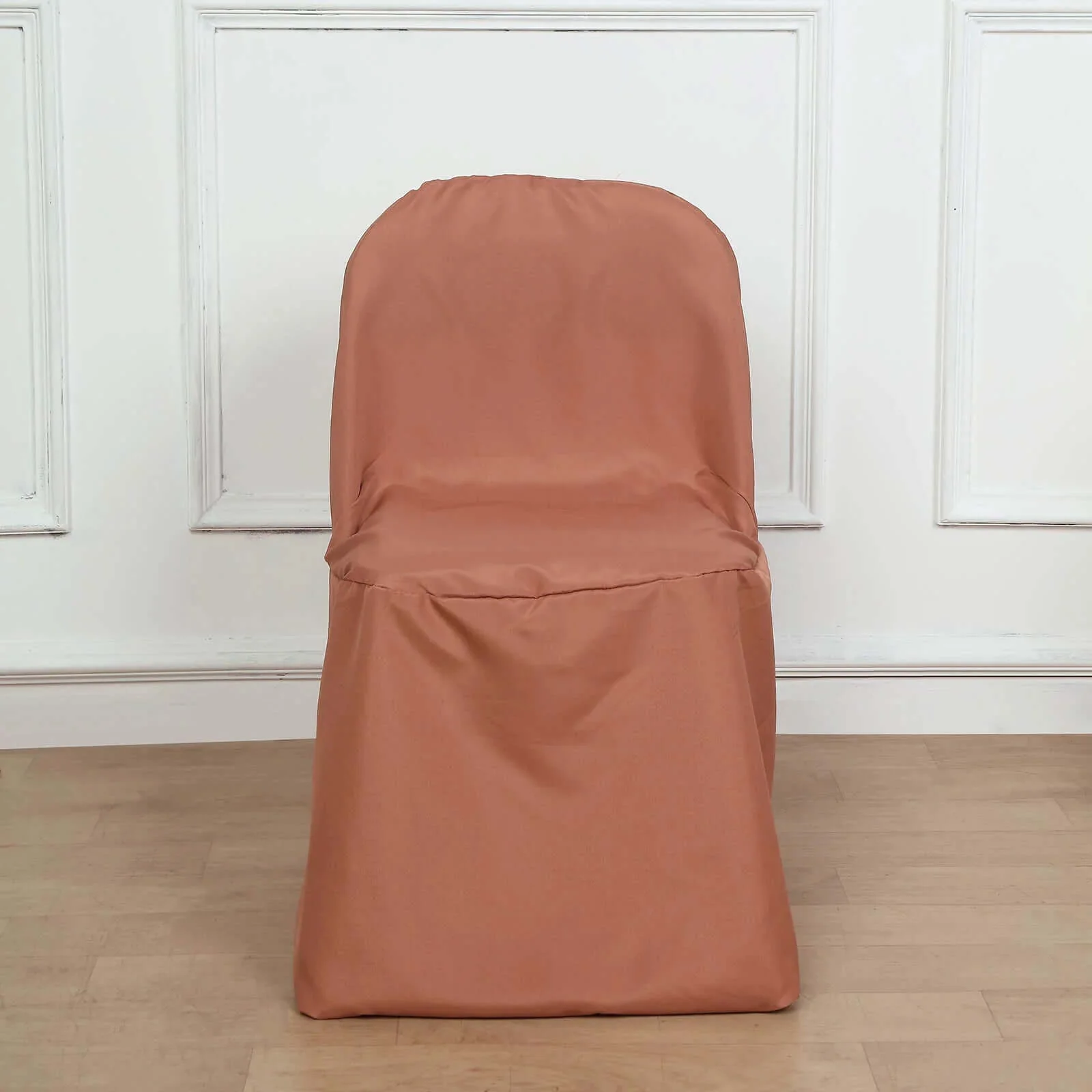 10 Pack Polyester Folding Chair Covers Terracotta (Rust) - Reusable Stain-Resistant Slipcovers - Image 7