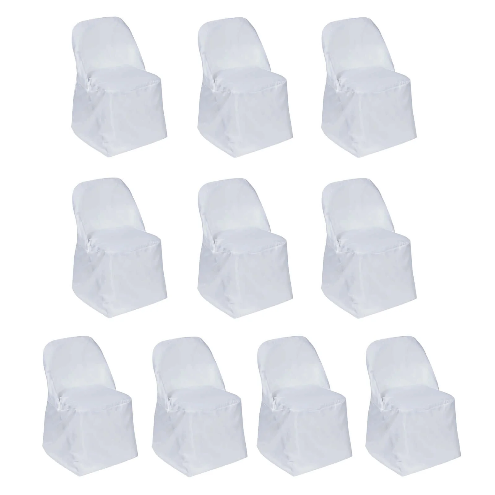 10 Pack Polyester Folding Chair Covers White - Reusable Stain-Resistant Slip-On Covers for Weddings & Parties - Image 6