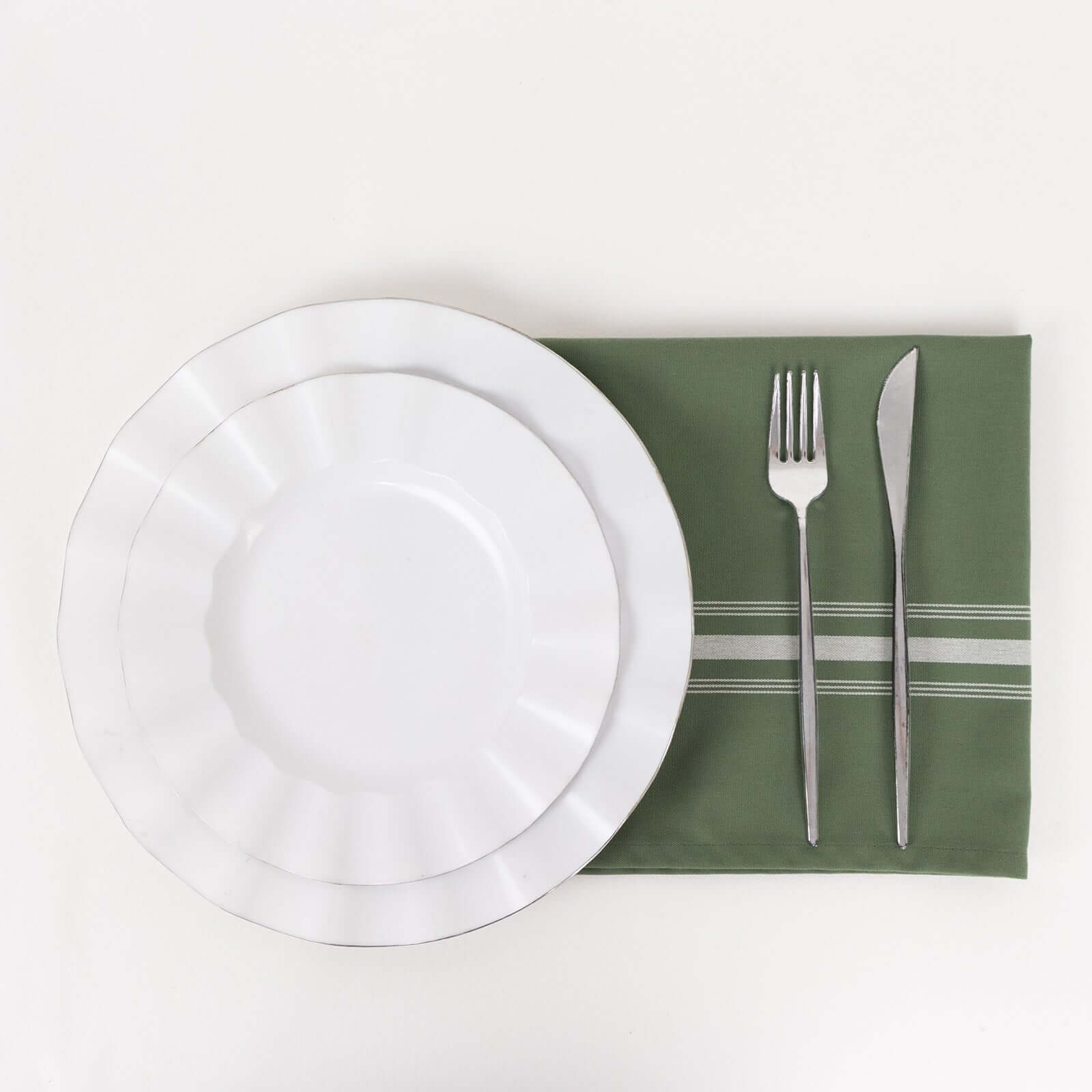 10 Pack Premium Spun Polyester Napkins 18"x22" Dusty Sage Green/White Bistro Style - Soft & Highly Durable Dinner Napkins - Image 8