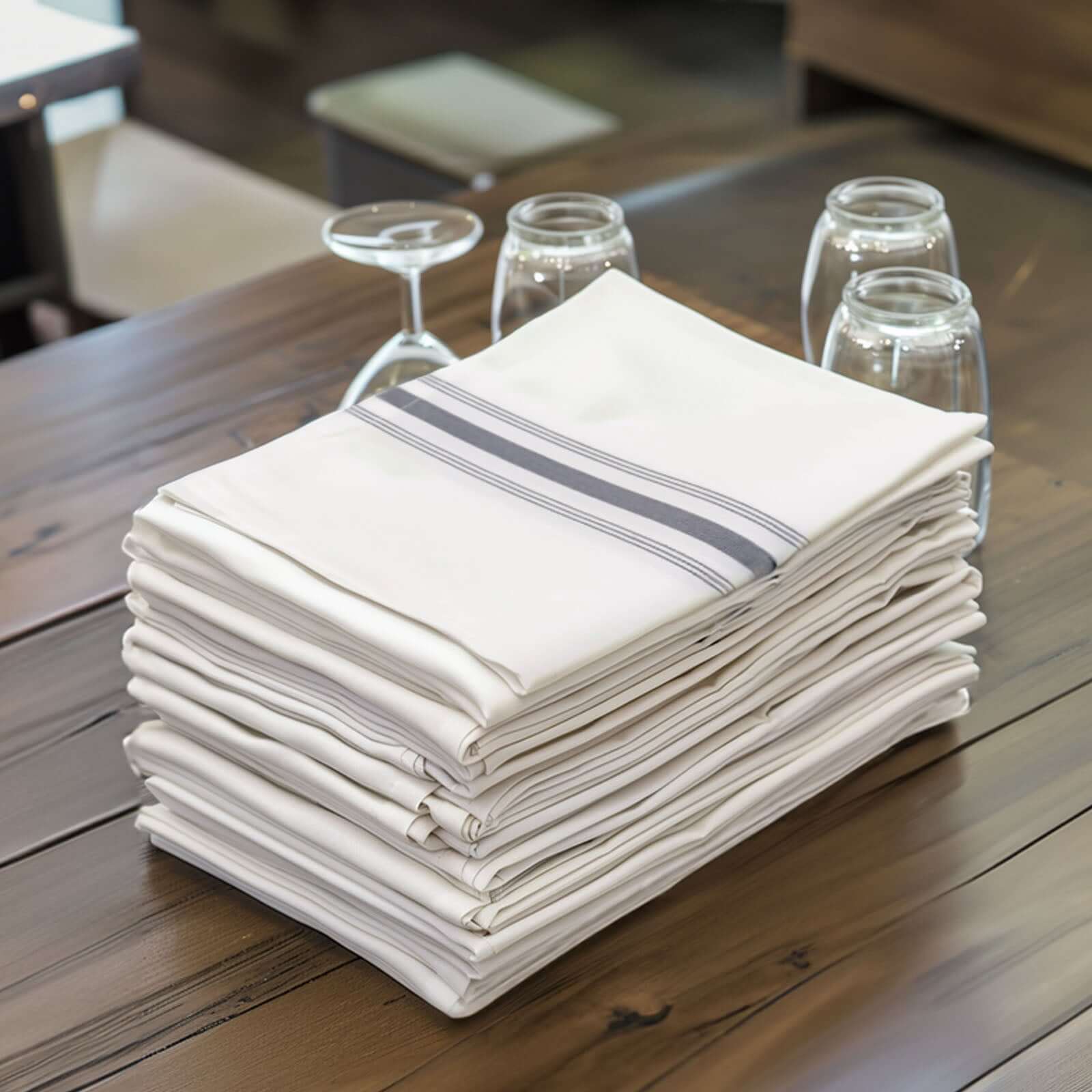 10 Pack Premium Spun Polyester Napkins 18"x22" White/Gray Bistro Style - Soft & Highly Durable Dinner Napkins - Image 6