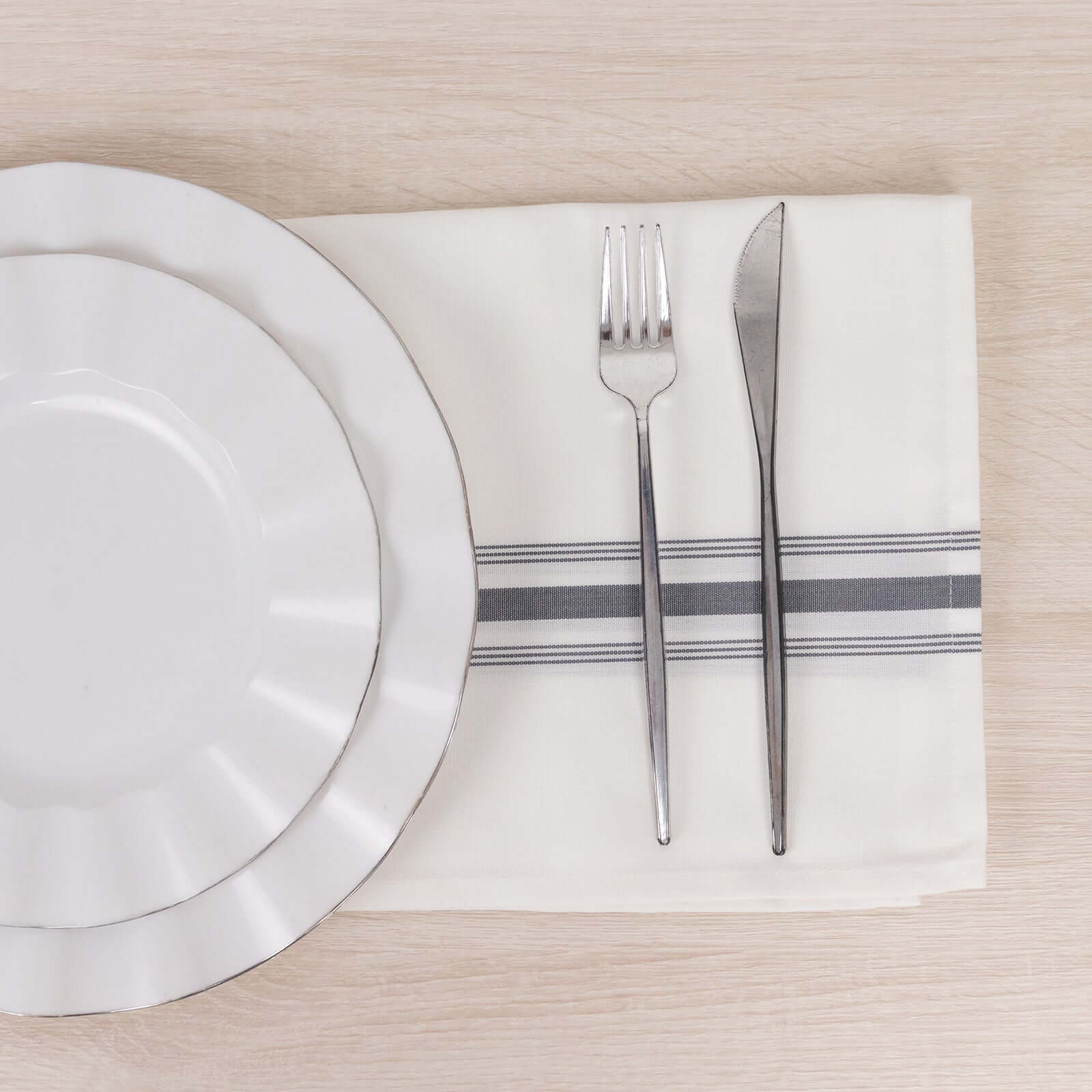 10 Pack Premium Spun Polyester Napkins 18"x22" White/Gray Bistro Style - Soft & Highly Durable Dinner Napkins - Image 8