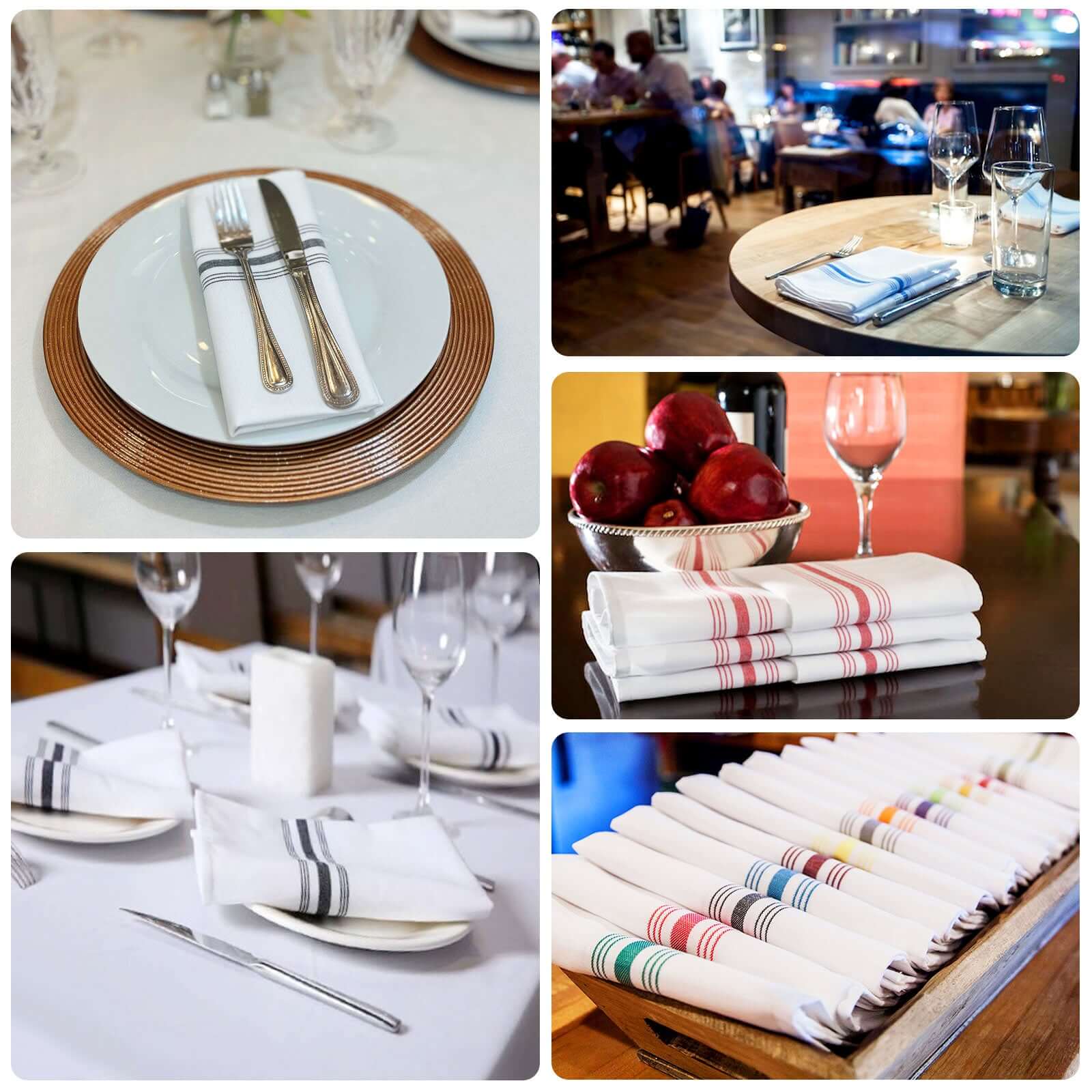 10 Pack Premium Spun Polyester Napkins 18"x22" White/Sage Green Bistro Style - Soft & Highly Durable Dinner Napkins - Image 5