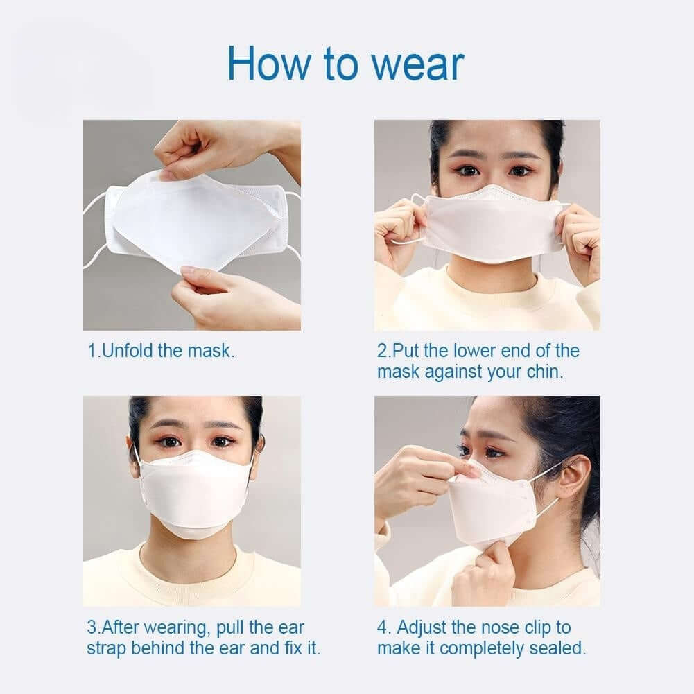 10 Pack Sage Green Breathable KF94 Face Mask, 3D Fish-Design Mouth Shields for Adult, 4-Layer Protective Face Masks with Adjustable Nose Clip - Image 9