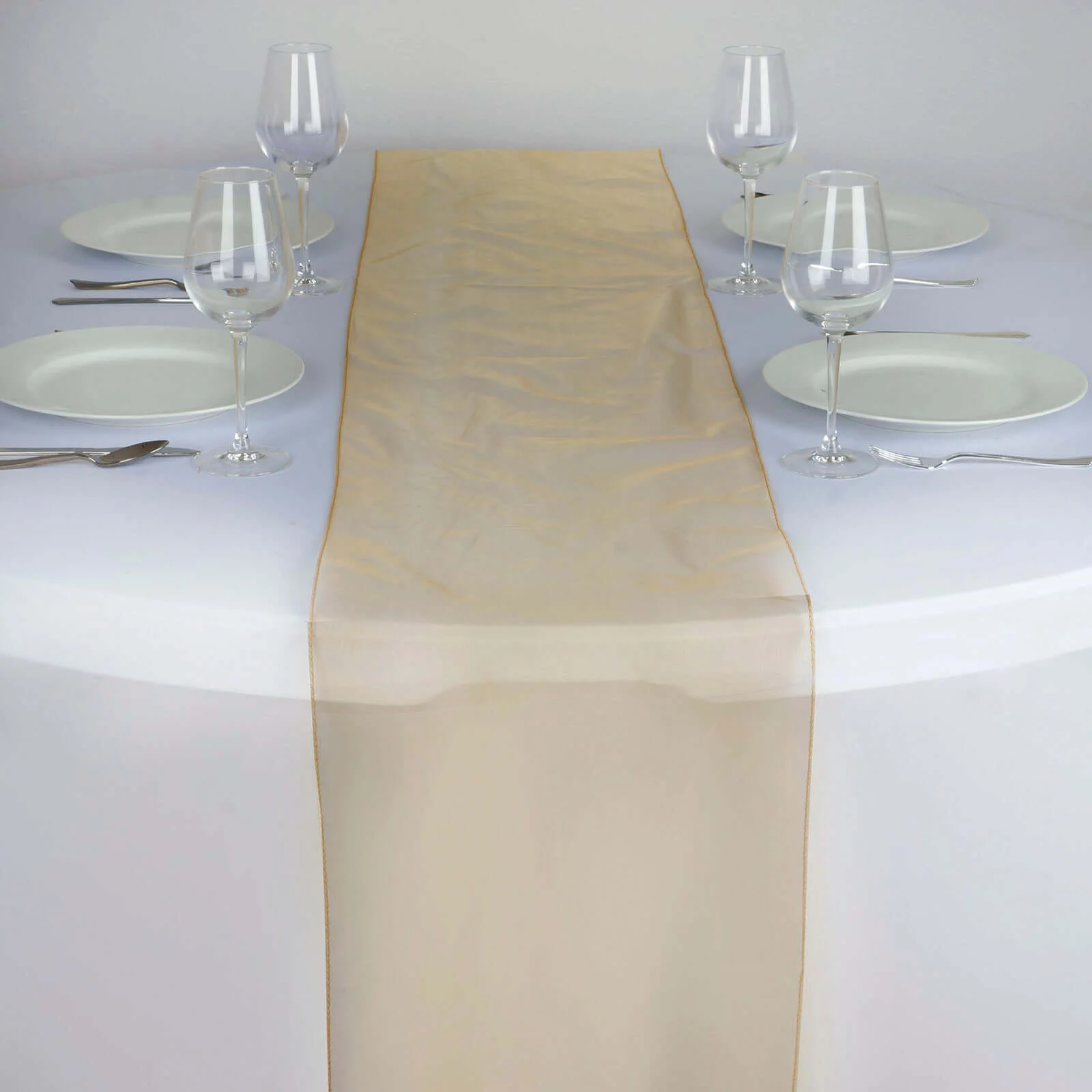 10 Pack Sheer Organza Table Runners 14"x108" Gold - Exquisite & Lightweight Table Decor - Image 3