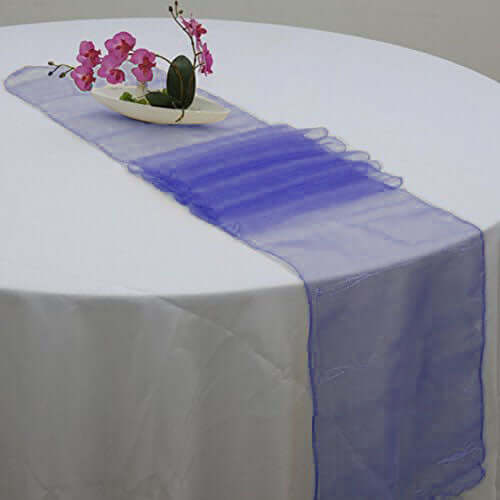 10 Pack Sheer Organza Table Runners 14"x108" Royal Blue - Lightweight Table Decor - Image 2