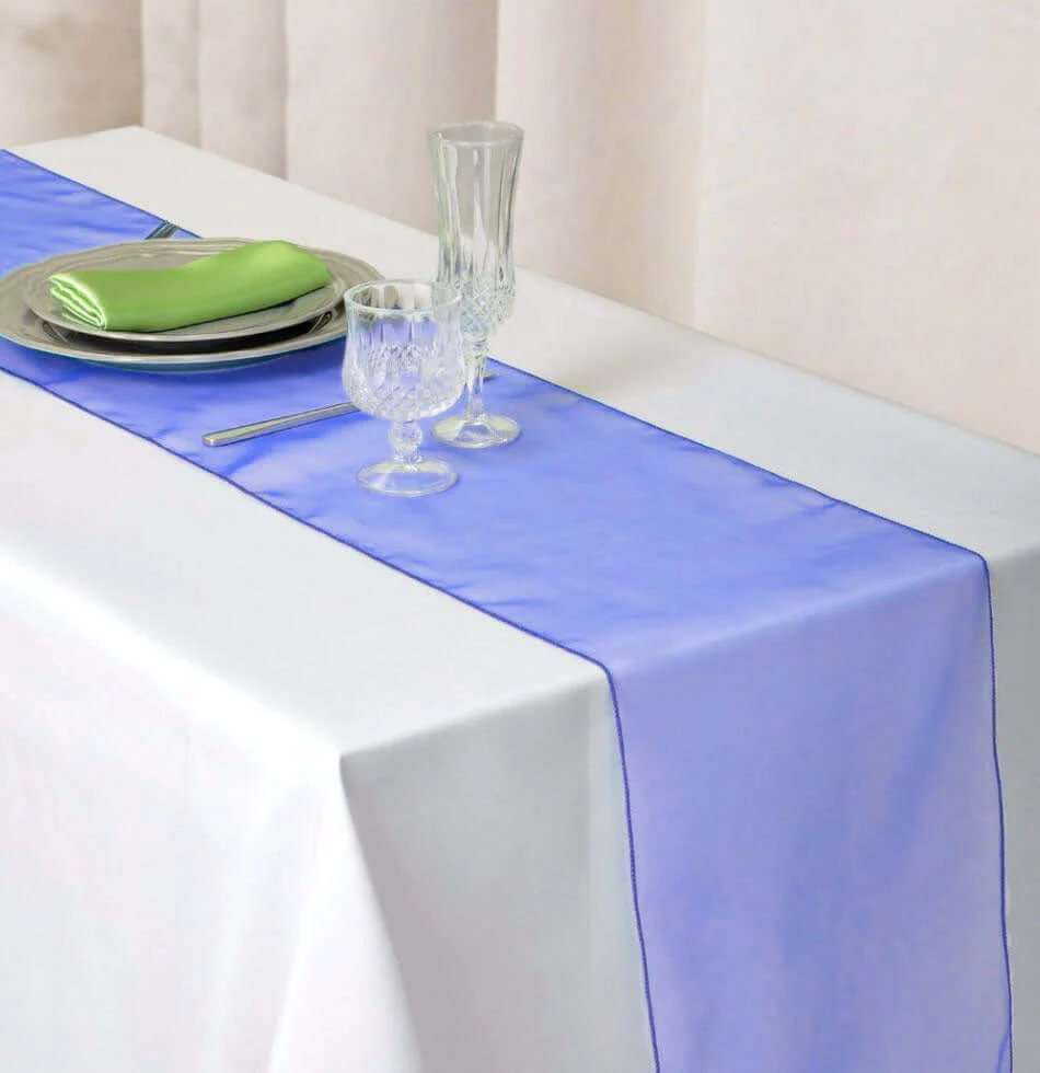 10 Pack Sheer Organza Table Runners 14"x108" Royal Blue - Lightweight Table Decor - Image 6