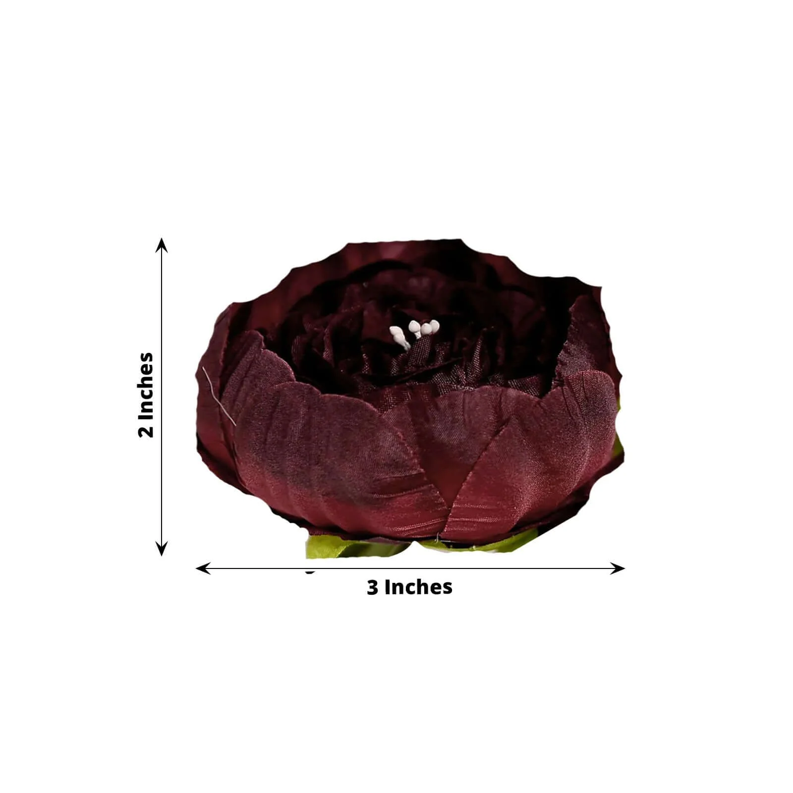 10-Pack Silk Peony Flower Heads 3" Burgundy - Realistic Faux Craft Flowers for Wedding Bouquets Centerpieces & Decorations - Image 3