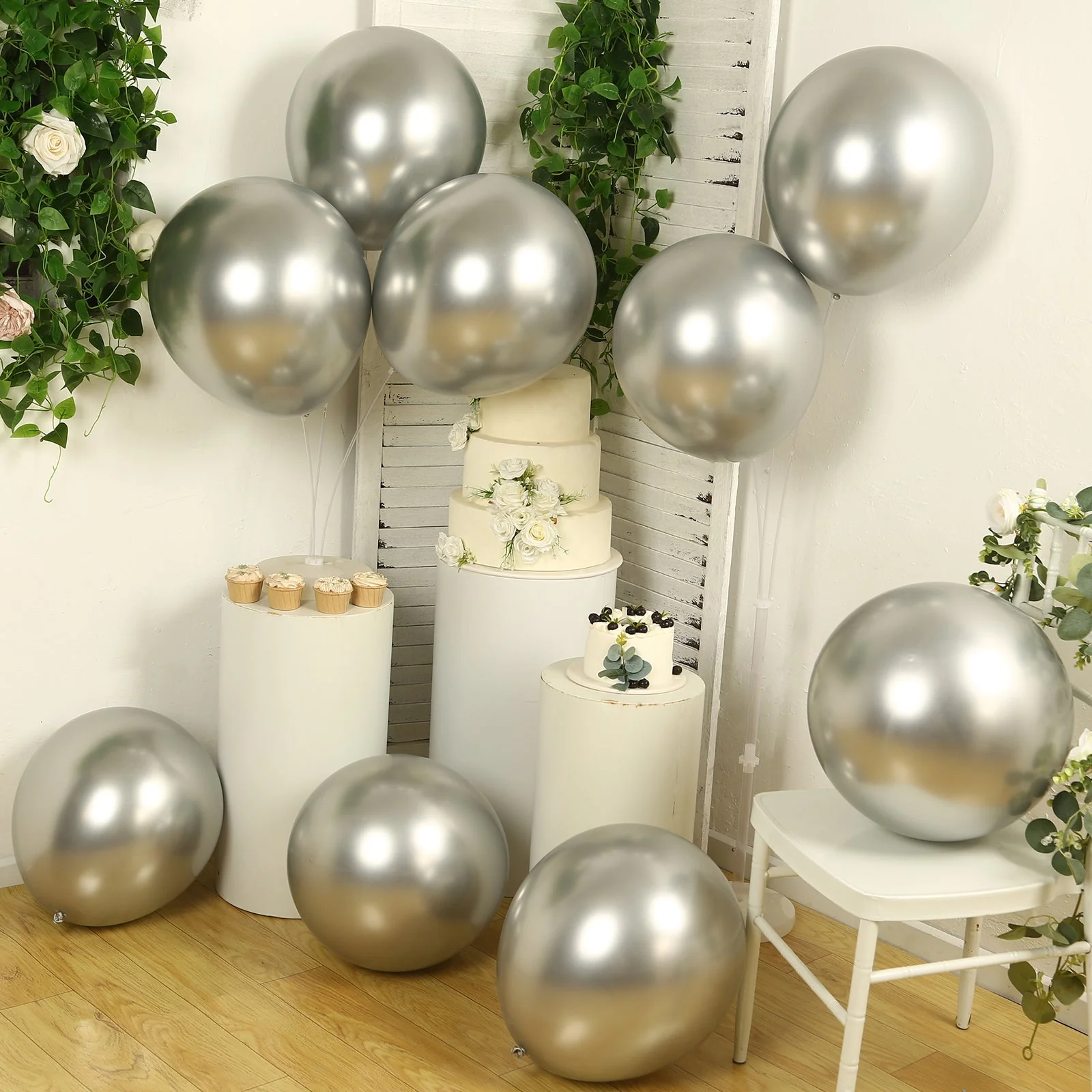 10 Pack Silver Biodegradable Balloons, Eco-friendly Thickened Extra Strong Latex Helium Party Balloons - 18" - Image 7