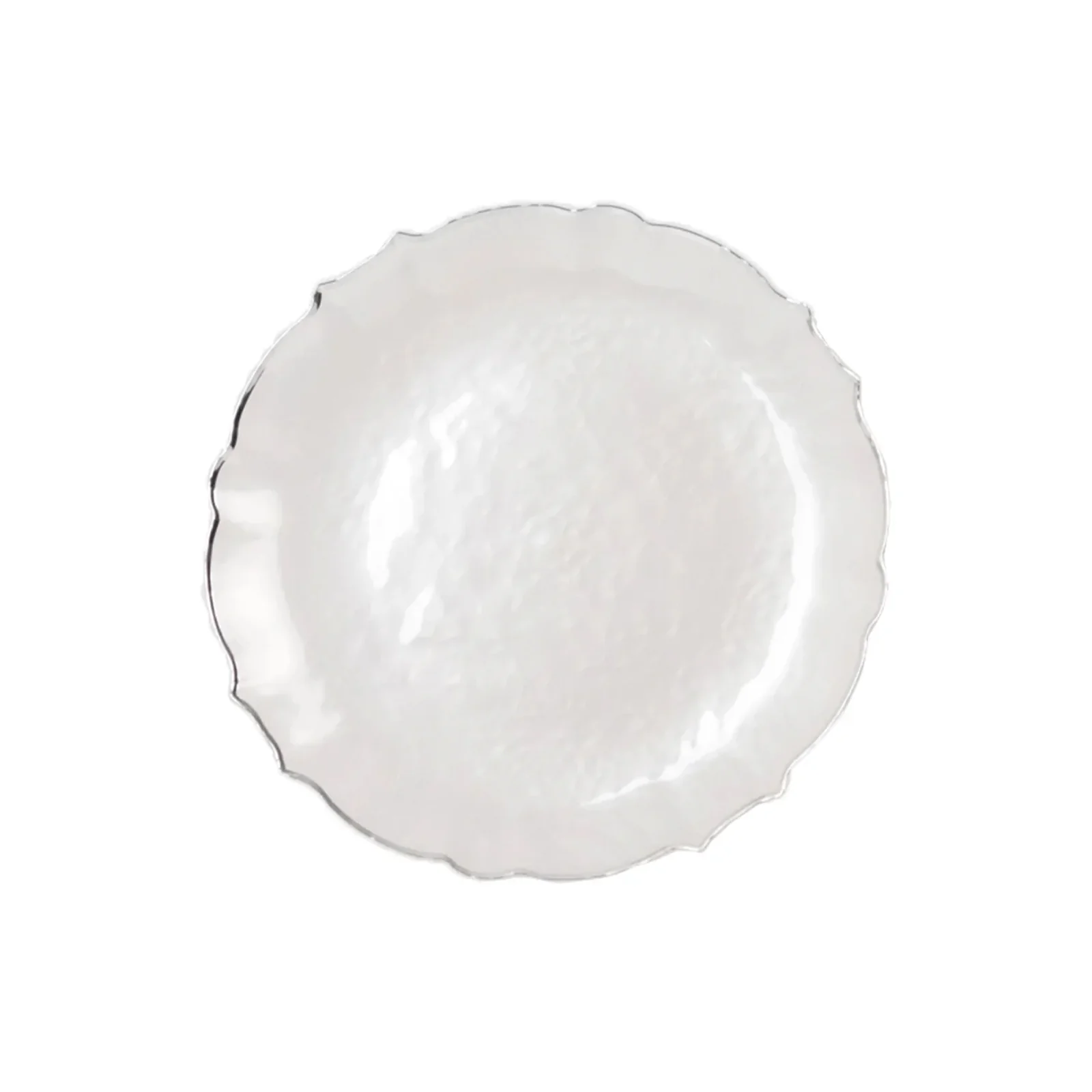 10-Pack Plastic Round Dinner Plates 10" Pearl White Sunflower with Silver Scalloped Rim - Disposable Party Plates for Sophisticated Events & Celebrations - Image 6