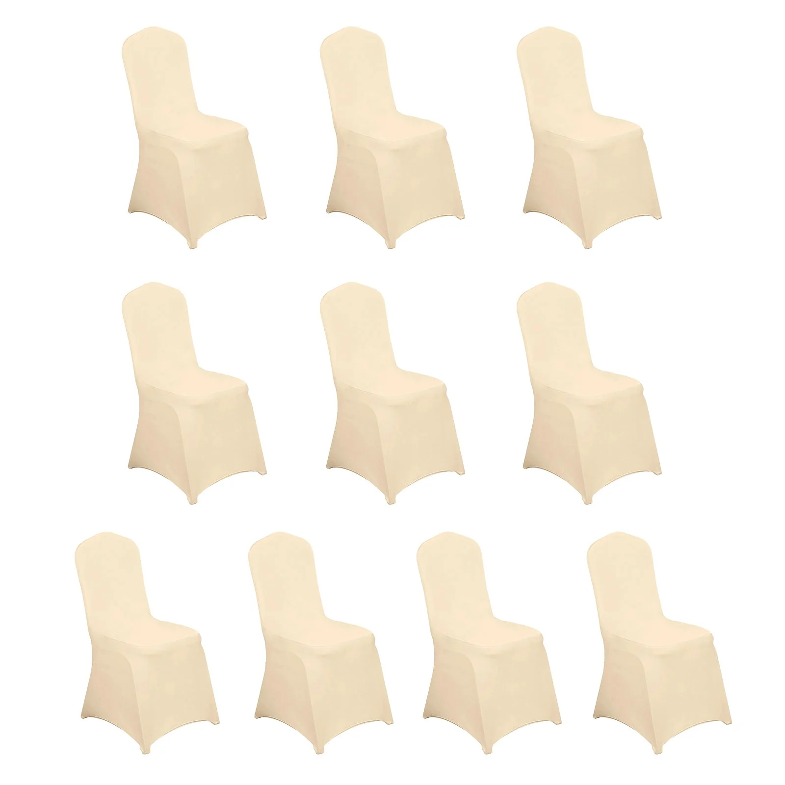 10 Pack Spandex Fitted Banquet Chair Covers Beige - Reusable Stretch Slip-On Slipcovers - Image 3