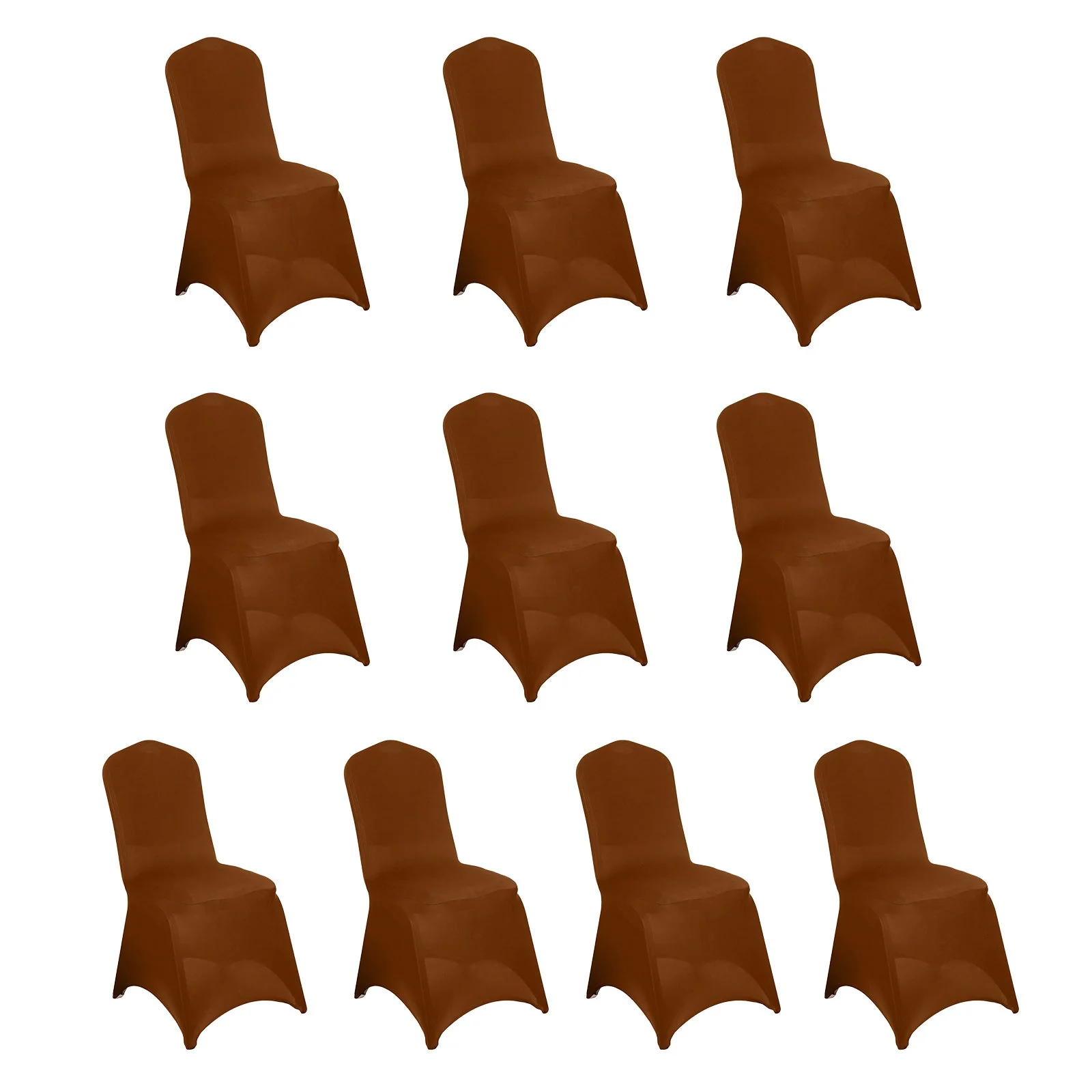 10 Pack Spandex Fitted Banquet Chair Covers Cinnamon Brown - Reusable Stretch Slip-On Slipcovers - Image 3