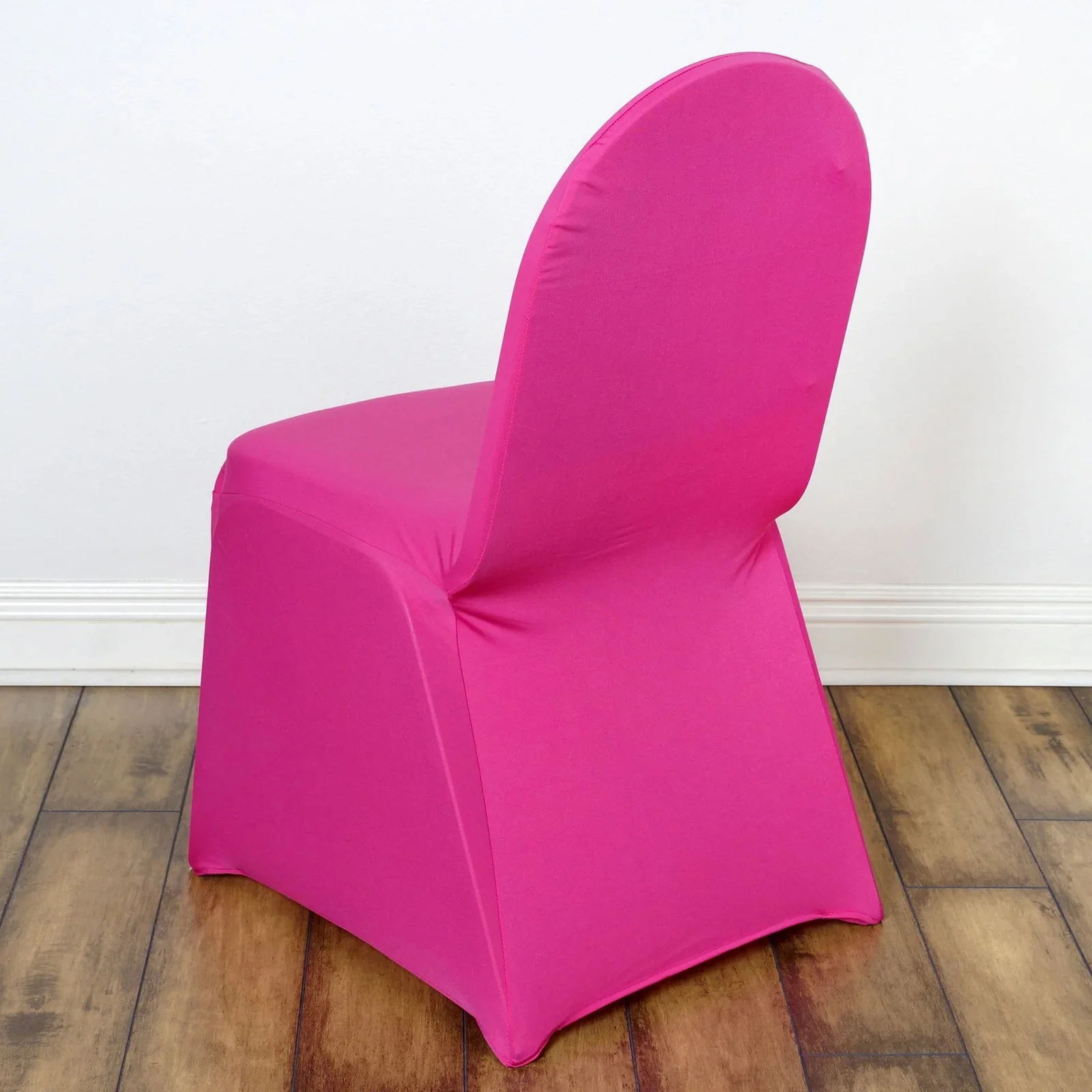 10 Pack Spandex Fitted Banquet Chair Covers Fuchsia - Reusable Stretch Slip-On Slipcovers - Image 6