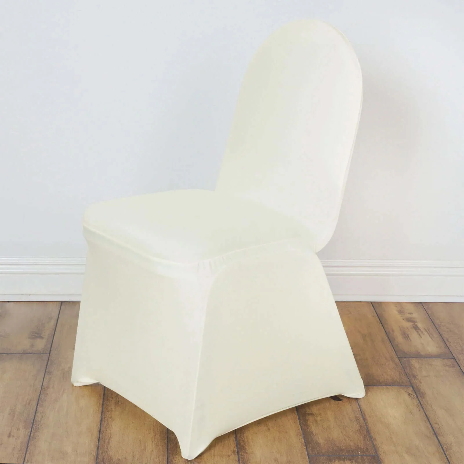 10 Pack Spandex Fitted Banquet Chair Covers Ivory - Reusable Stretch Slip-On Slipcovers - Image 2