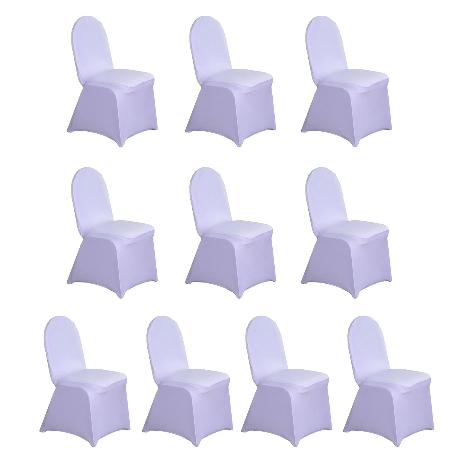 10 Pack Spandex Fitted Banquet Chair Covers Lavender Lilac - Reusable Stretch Slip-On Slipcovers - Image 3