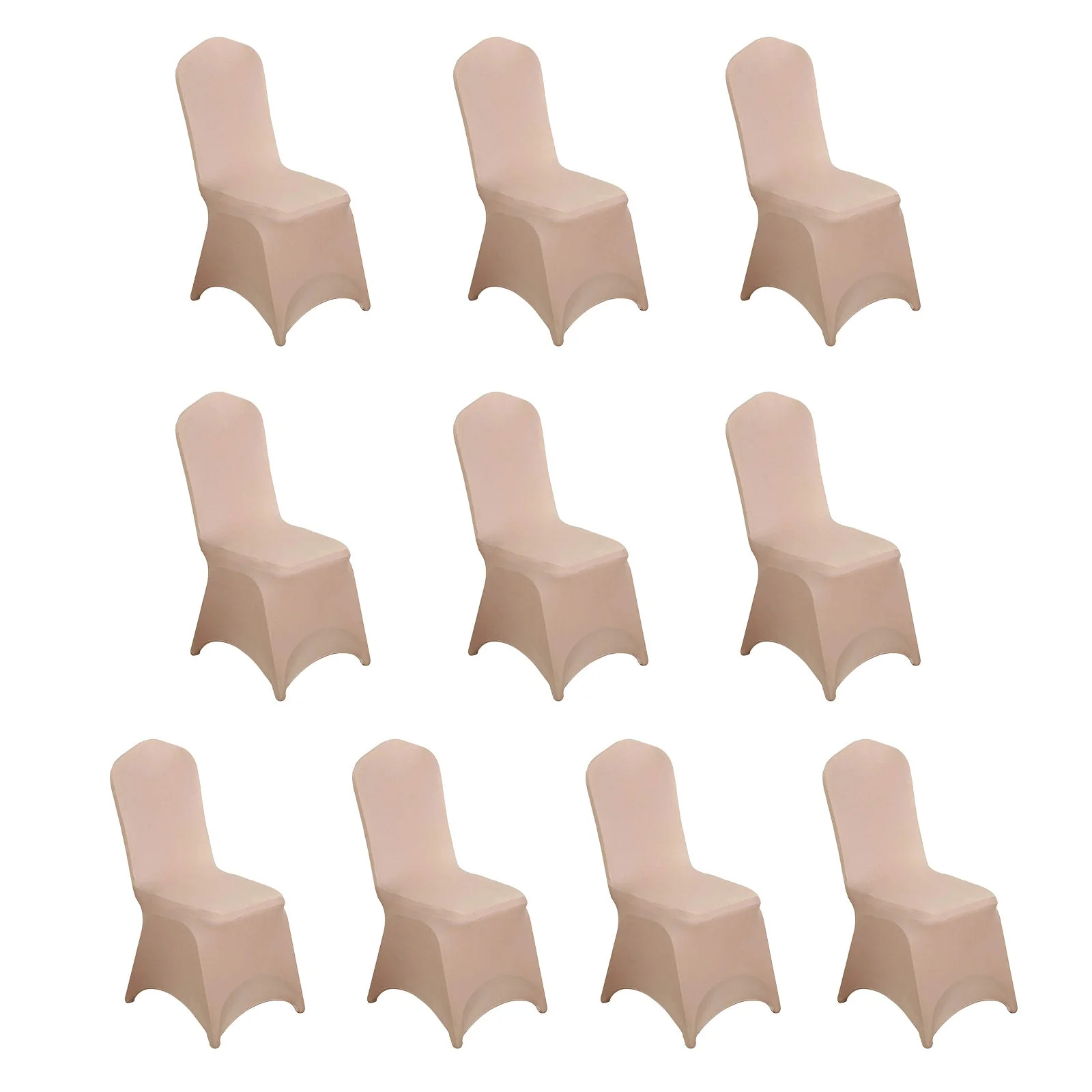 10 Pack Spandex Fitted Banquet Chair Covers Nude - Reusable Stretch Slip-On Slipcovers - Image 3
