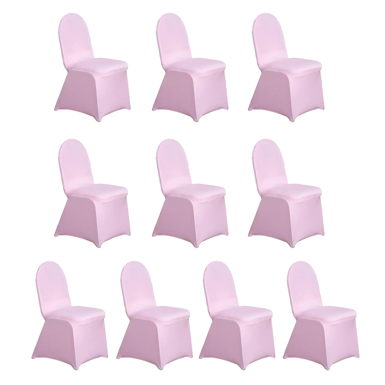 10 Pack Spandex Fitted Banquet Chair Covers Pink - Reusable Stretch Slip-On Slipcovers - Image 3