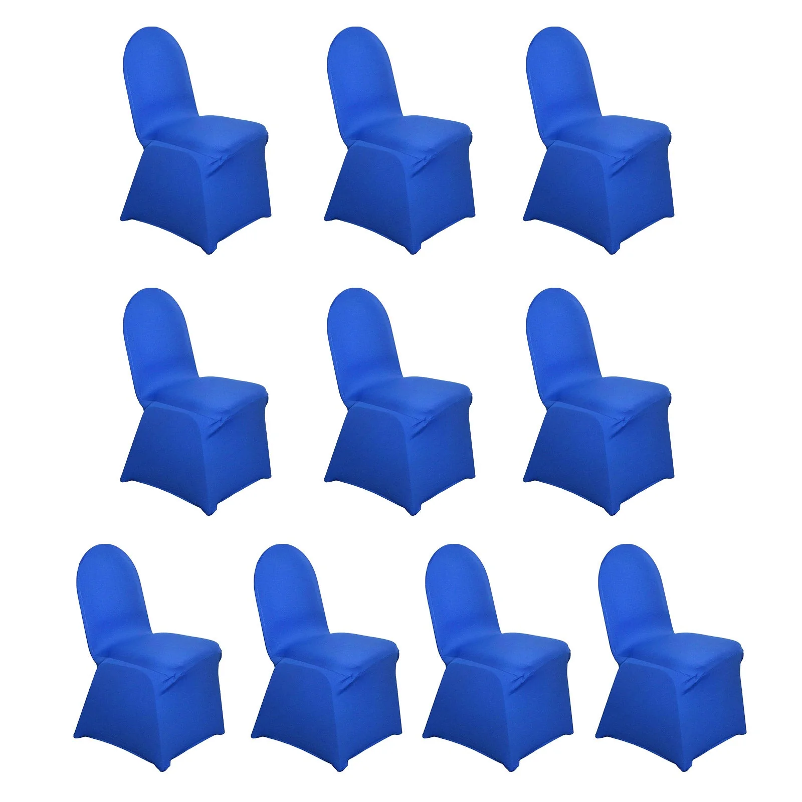 10 Pack Spandex Fitted Banquet Chair Covers Royal Blue - Reusable Stretch Slip-On Slipcovers - Image 3